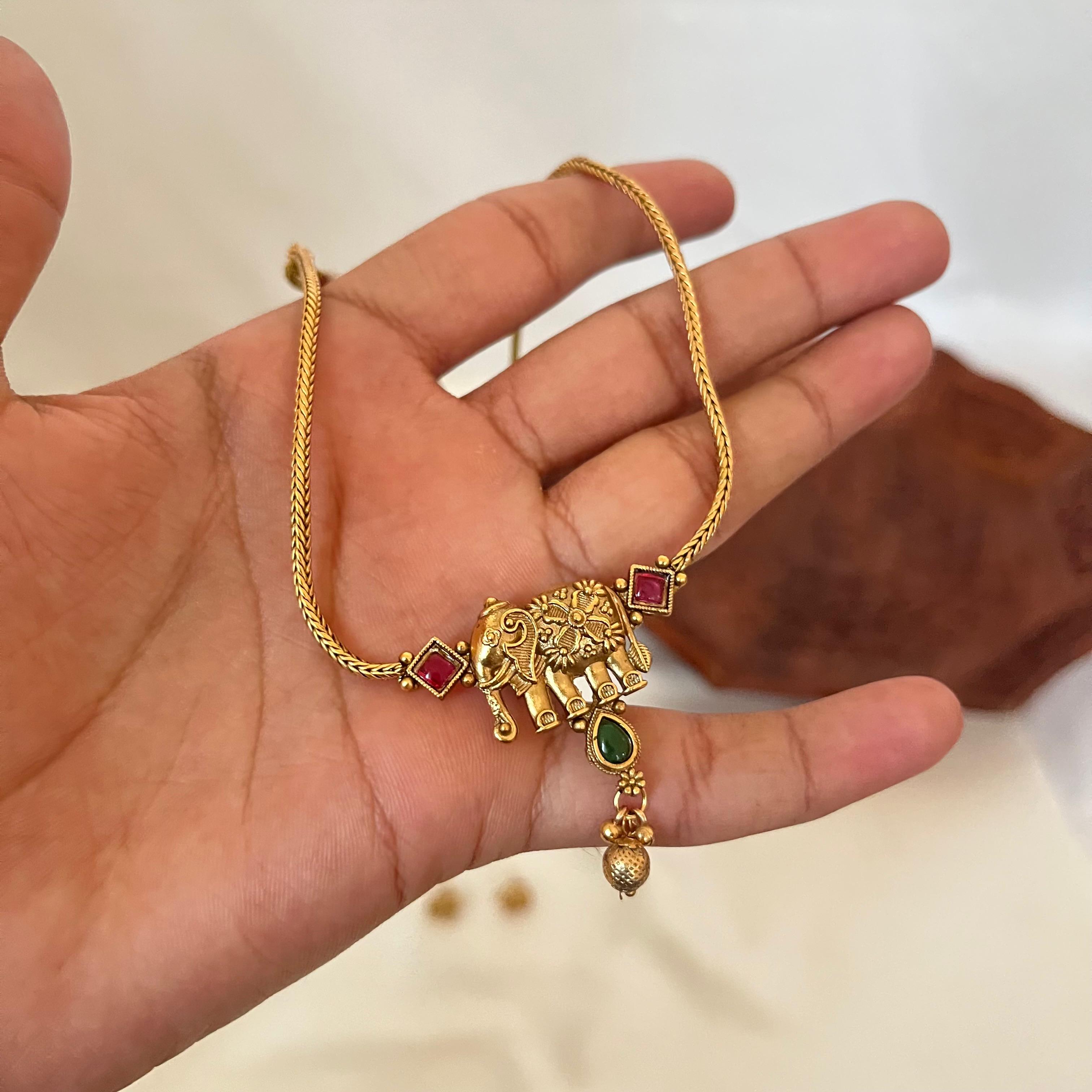 Elephant Charm Pendant Necklace Set AN42