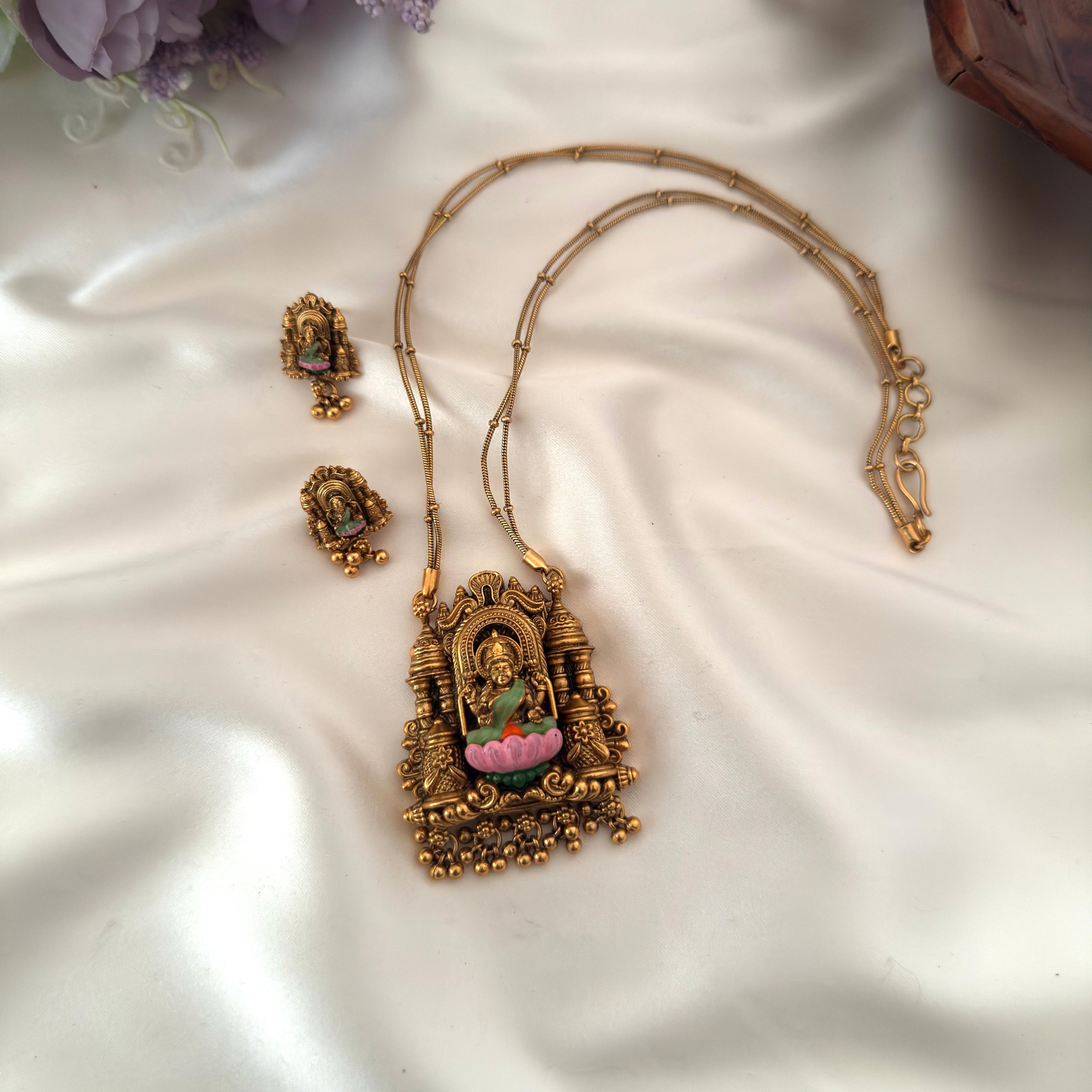 Lotus Lakshmi Temple Pendant AN11