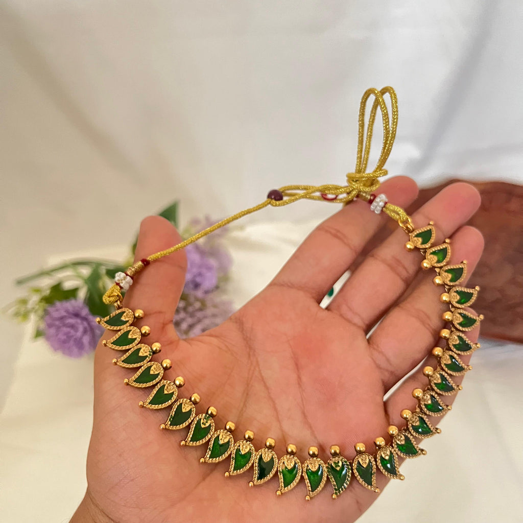 Dual Tone Leaf Drop Necklace AN12