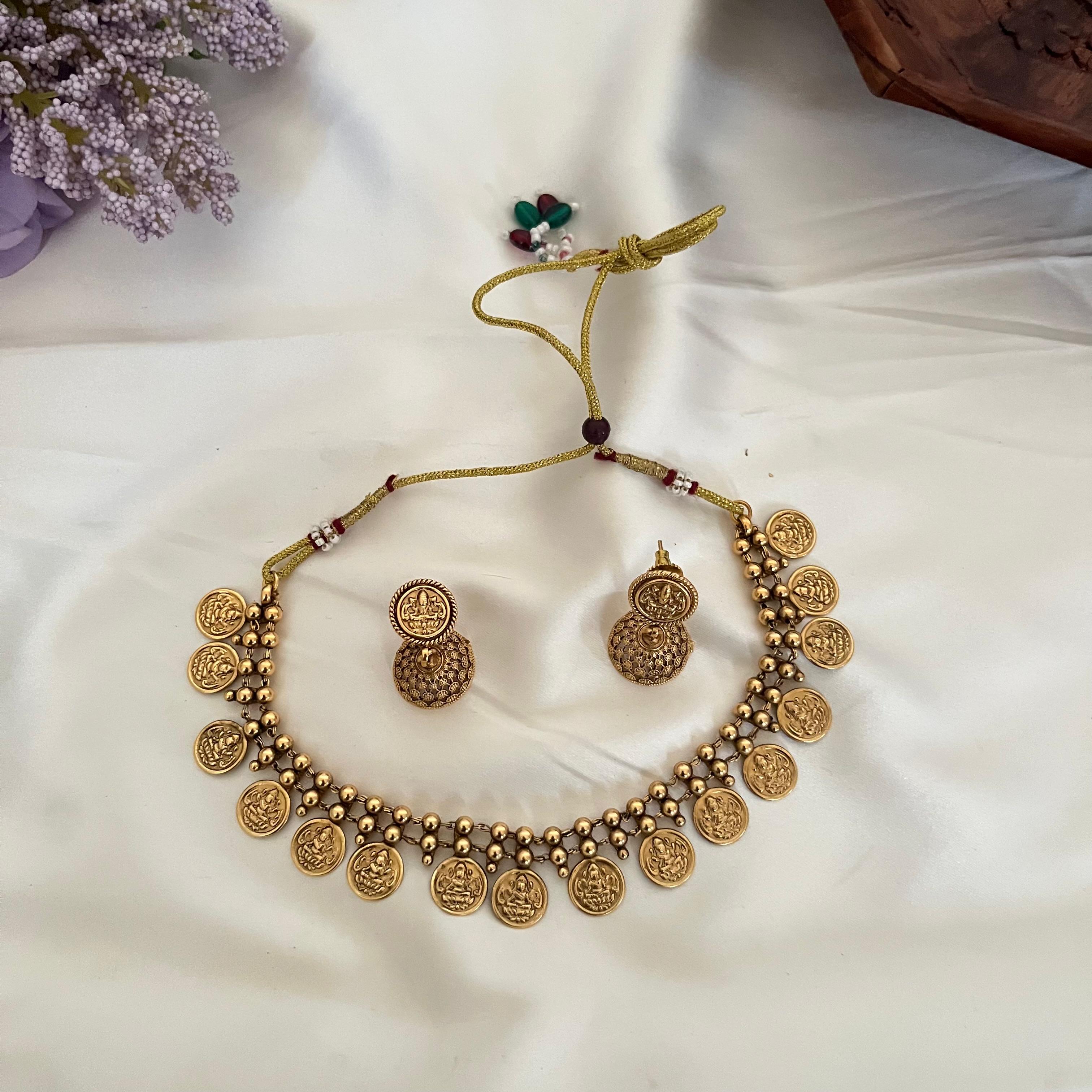 Lakshmi Coin Temple Necklace AN14