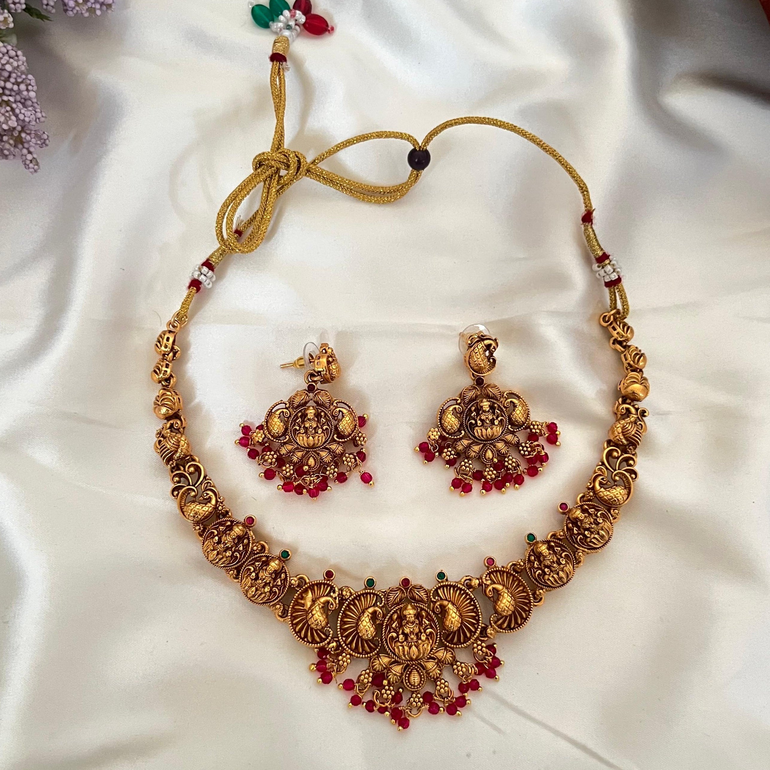 Dual Tone Lakshmi Temple Necklace AN41