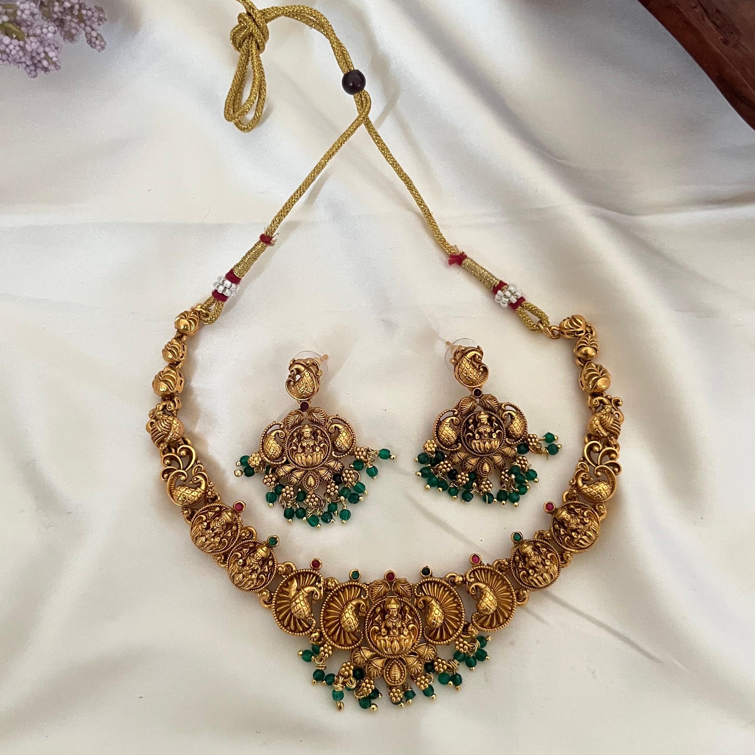 Dual Tone Lakshmi Temple Necklace AN41