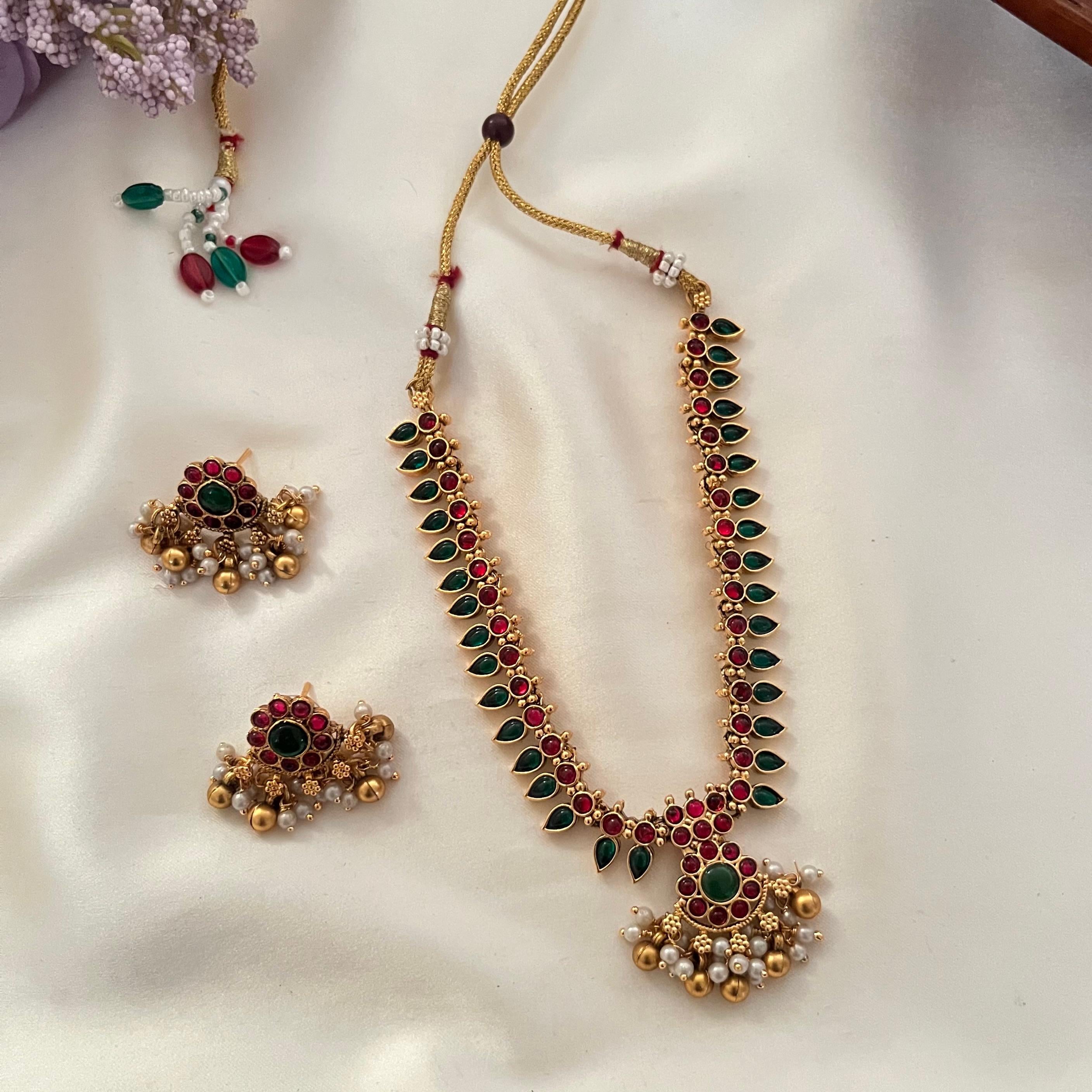 Dual Stone Mango Pendant Necklace AN61