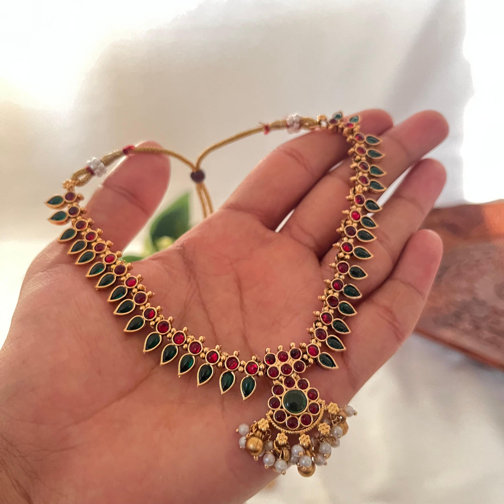 Dual Stone Mango Pendant Necklace AN61