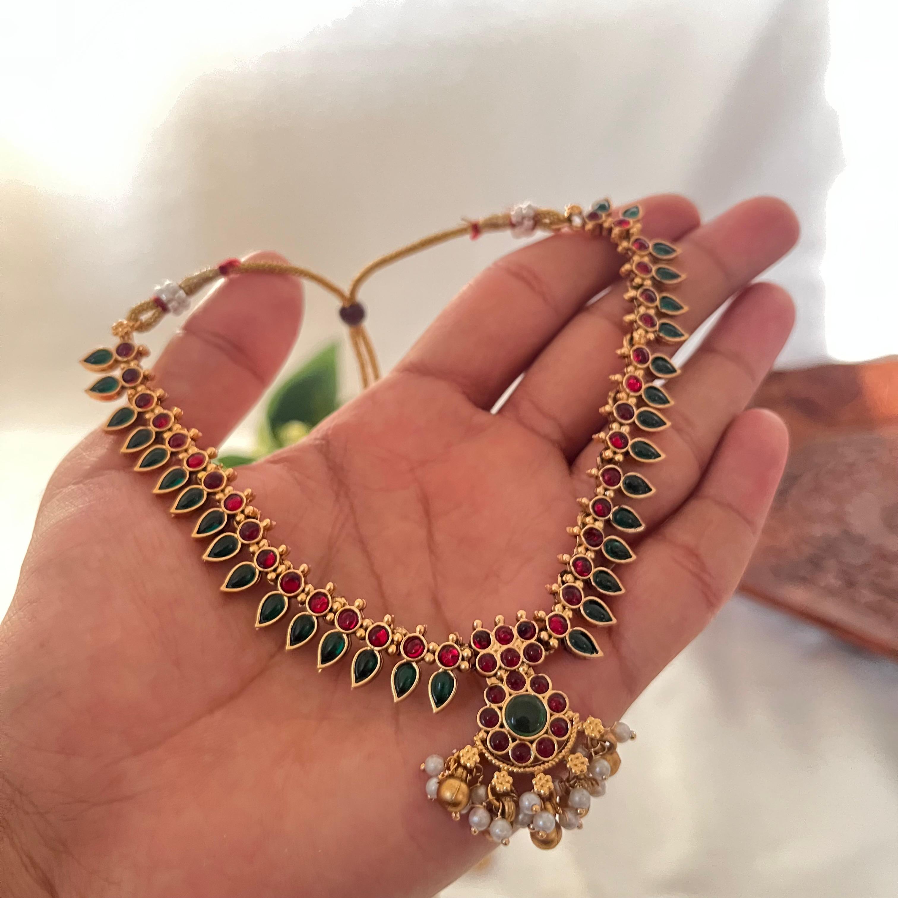 Dual Stone Mango Pendant Necklace AN61