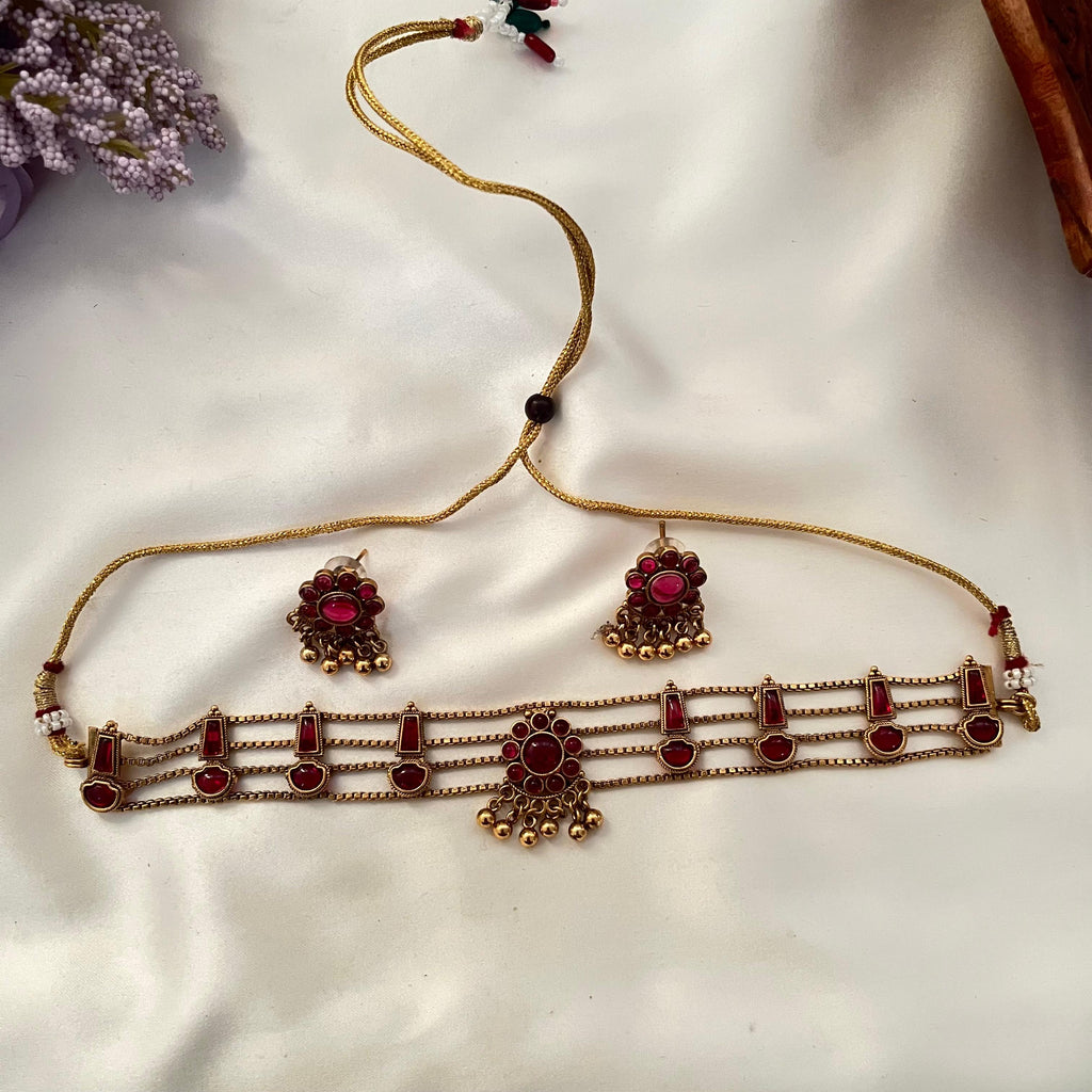 Layered Stone Choker Necklace AN63