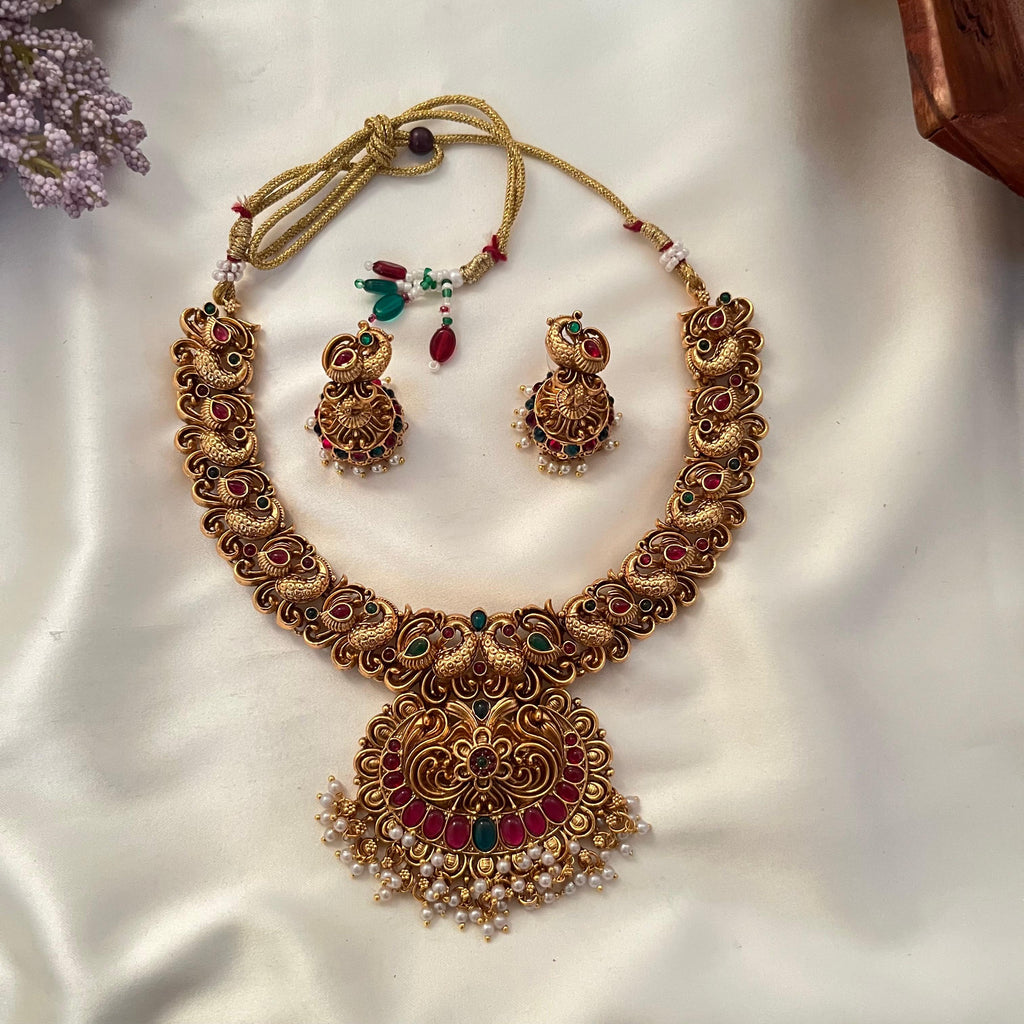 Antique Peacock Temple Necklace AN64