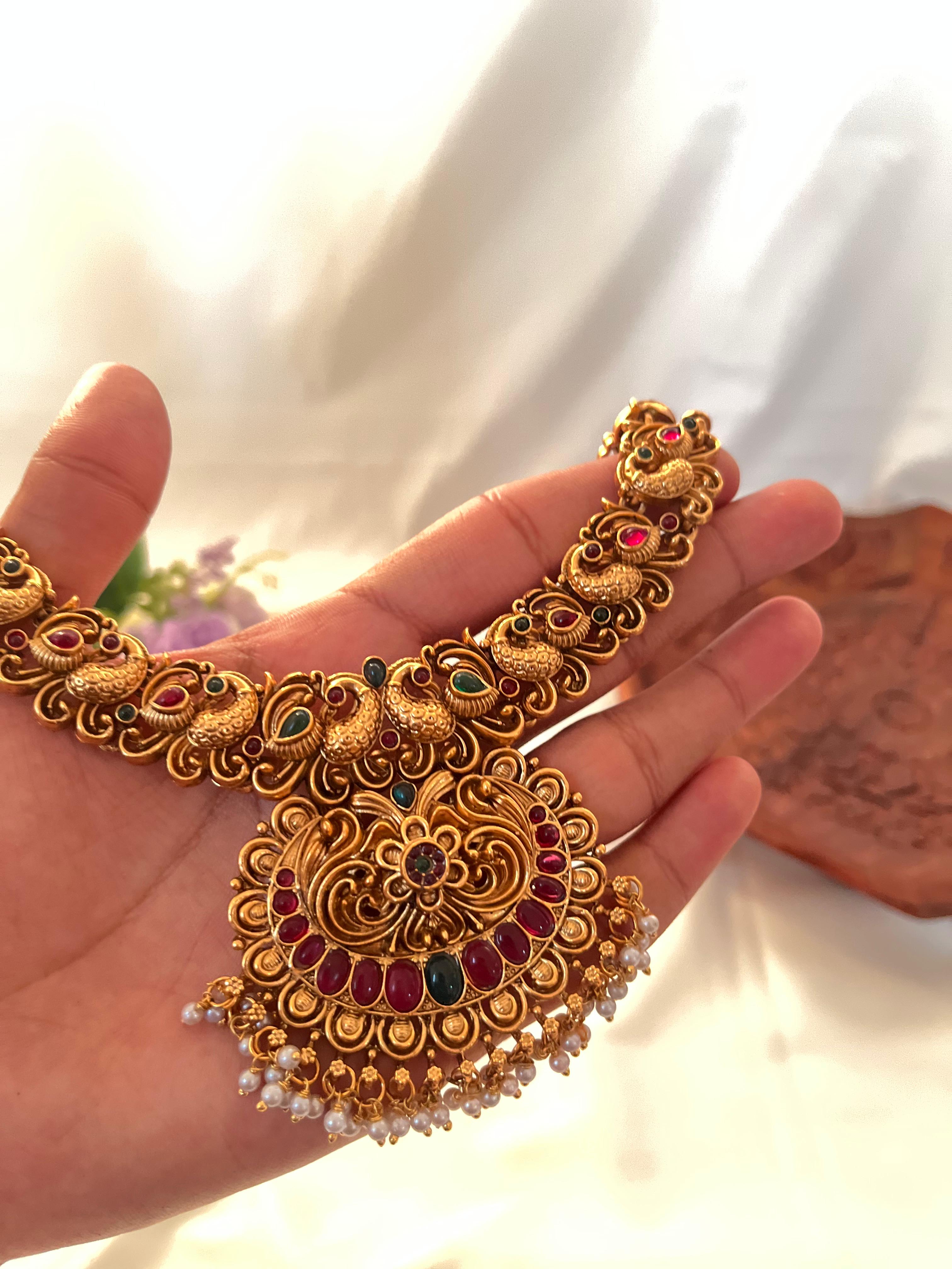 Antique Peacock Temple Necklace AN64