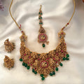 Bridal Peacock Temple Choker Set with Maang Tikka AN66