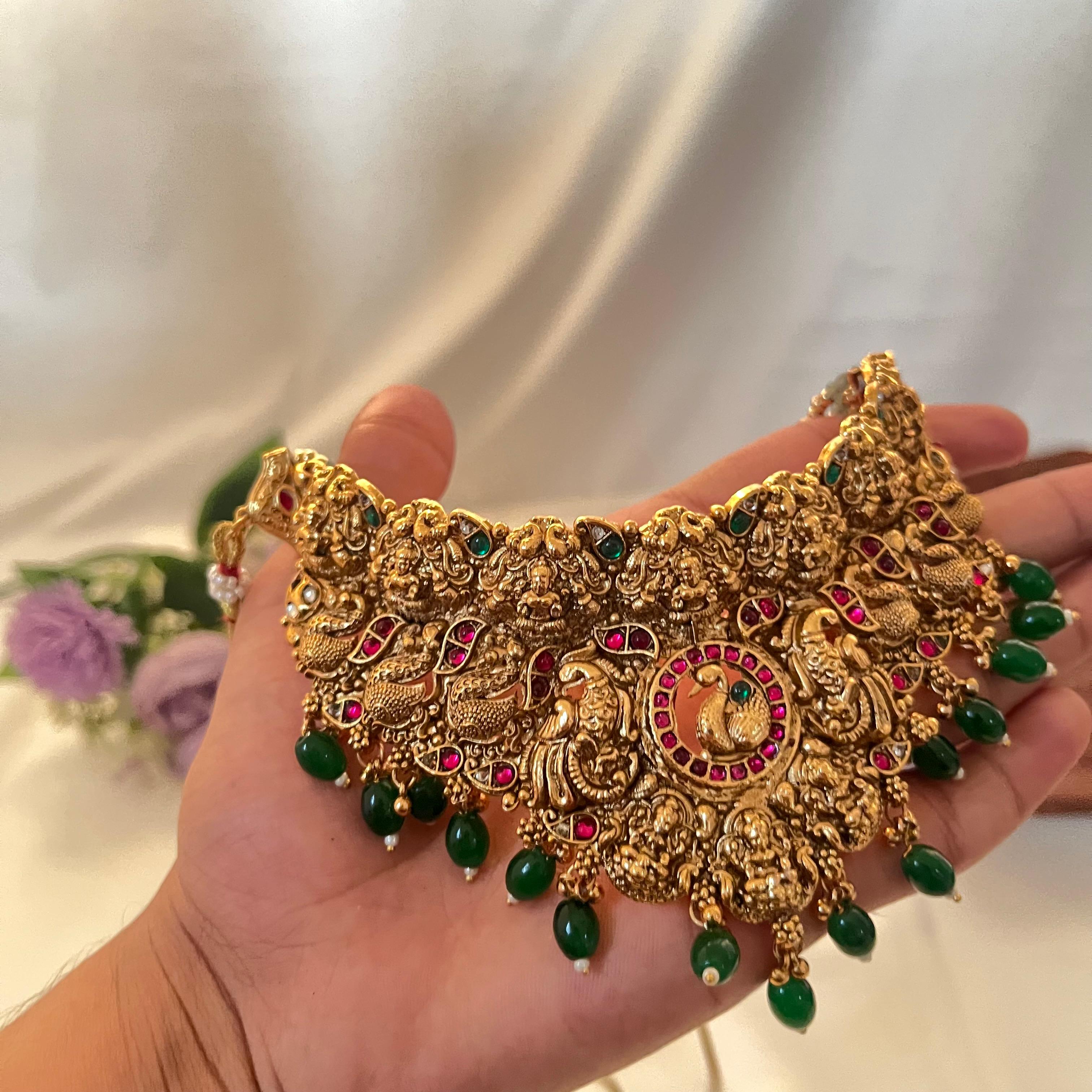 Bridal Peacock Temple Choker Set with Maang Tikka AN66