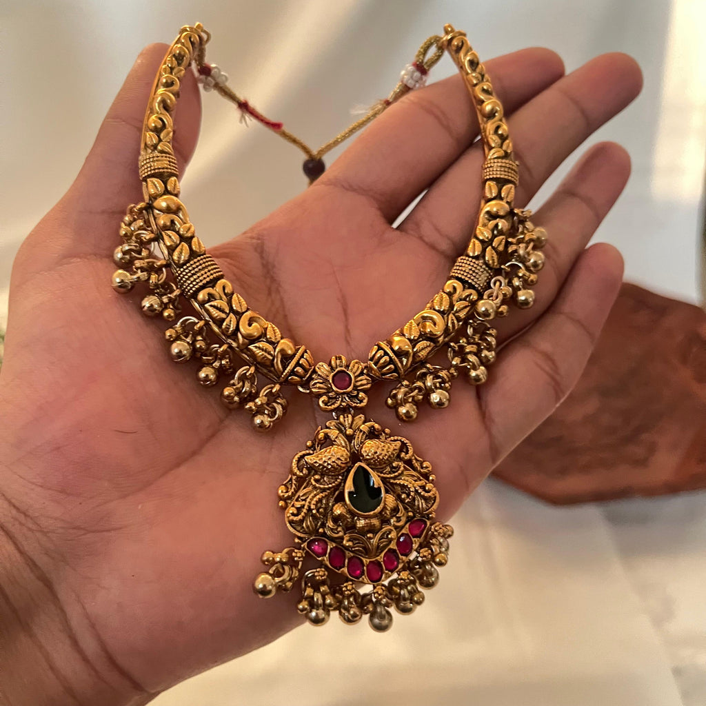 Antique Peacock Drop Temple Necklace AN67