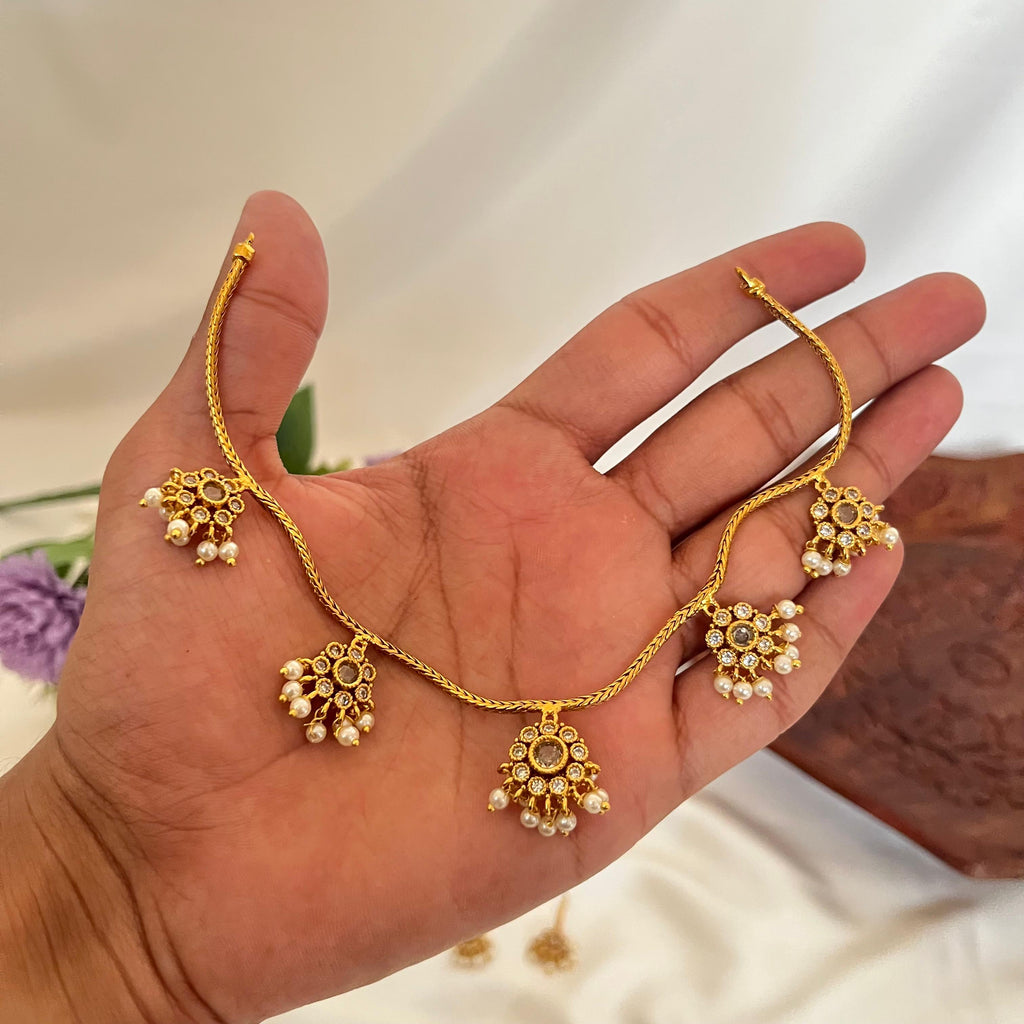 Pearl Drop Floral Necklace Set AN56