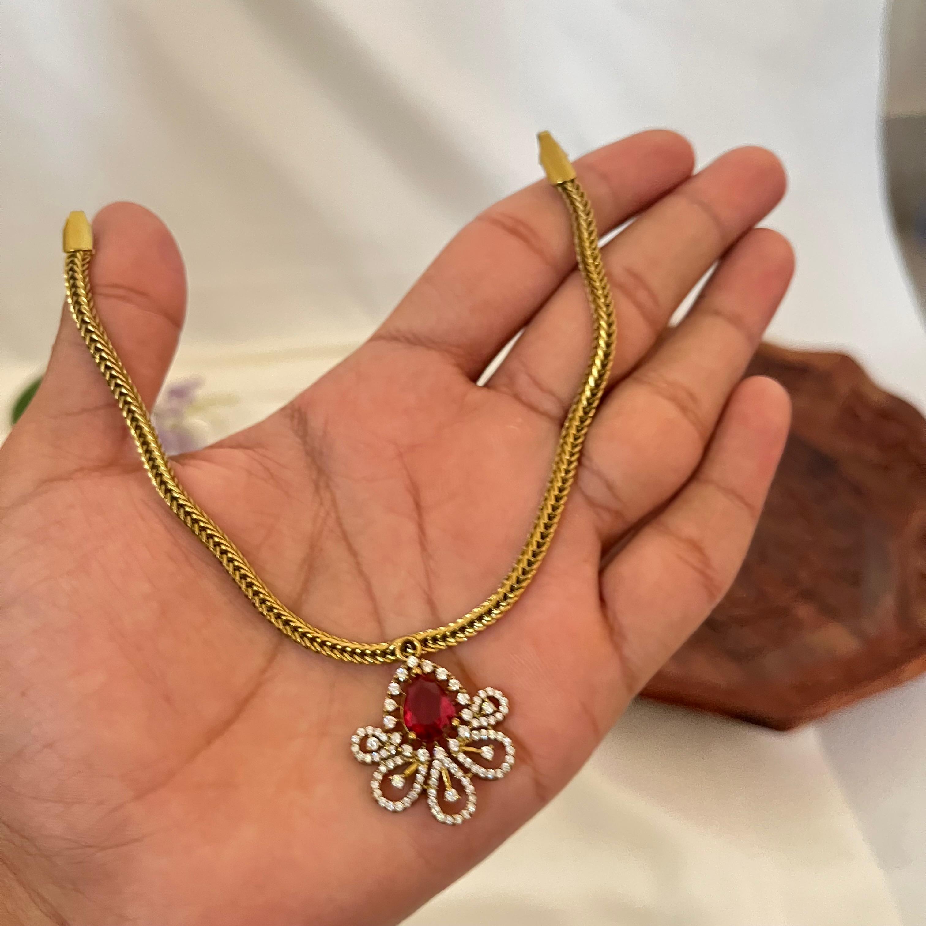 Victorian Ruby Drop AD Necklace VN05