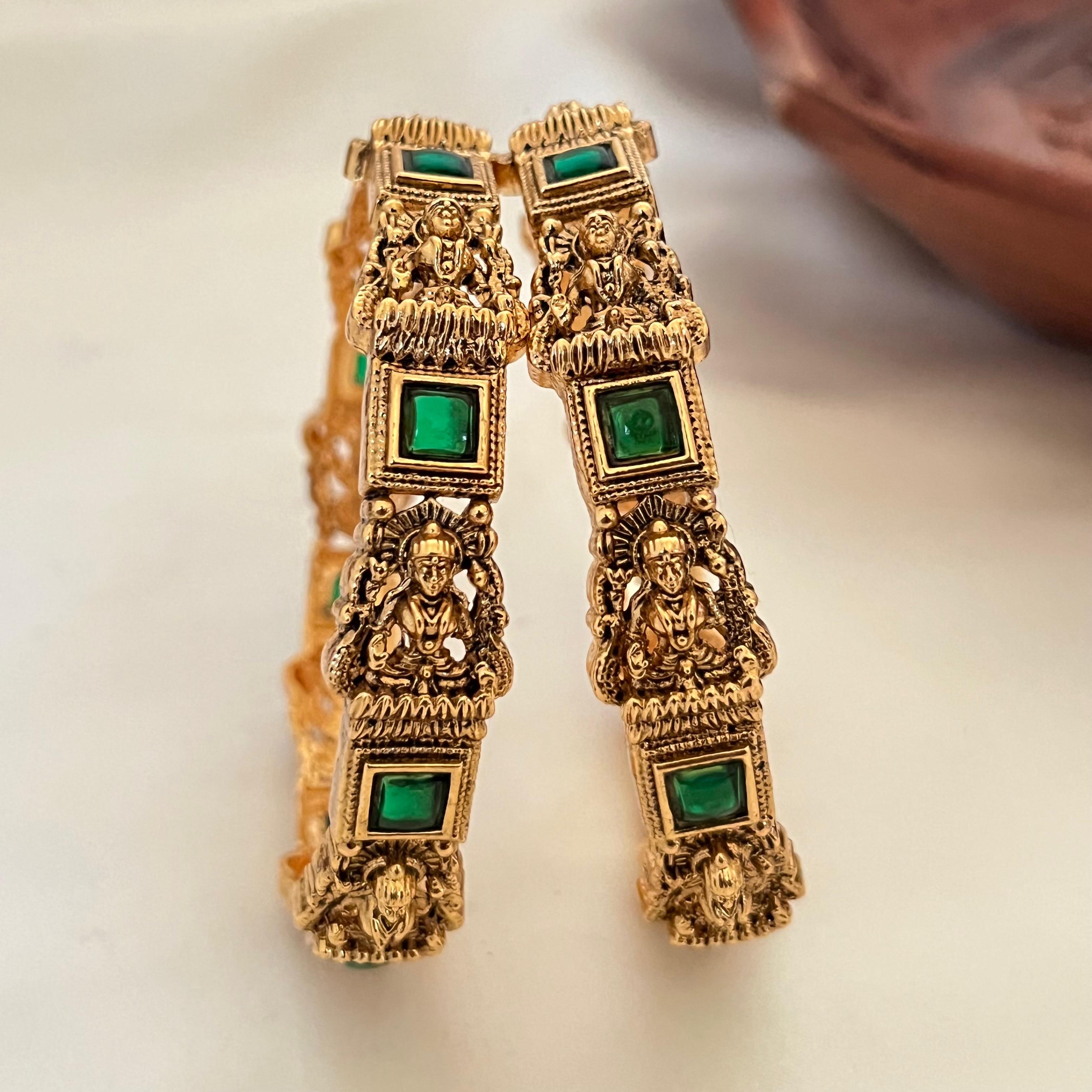 Antique Temple Green Bangles AB02