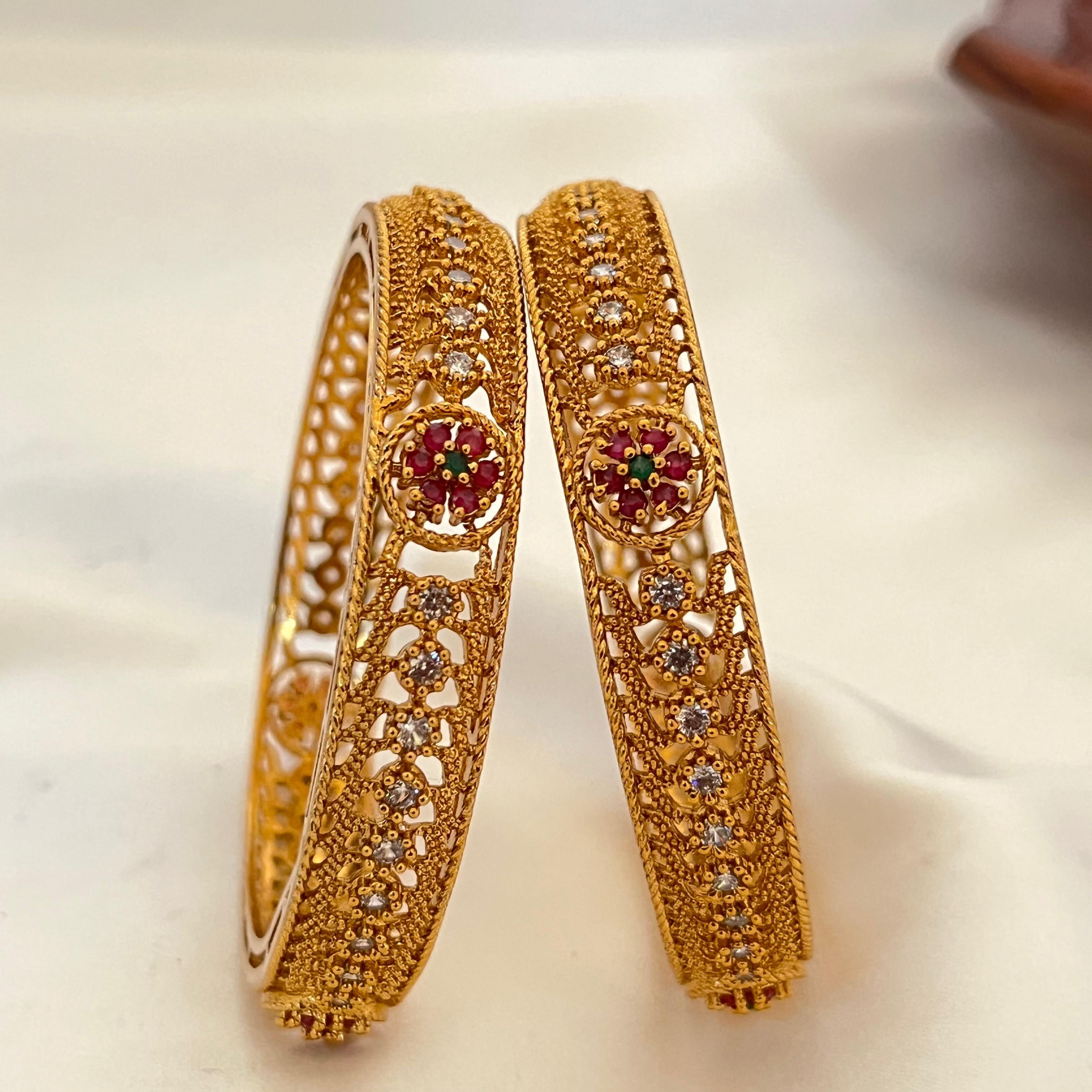 Floral Antique AD Bangles AB04