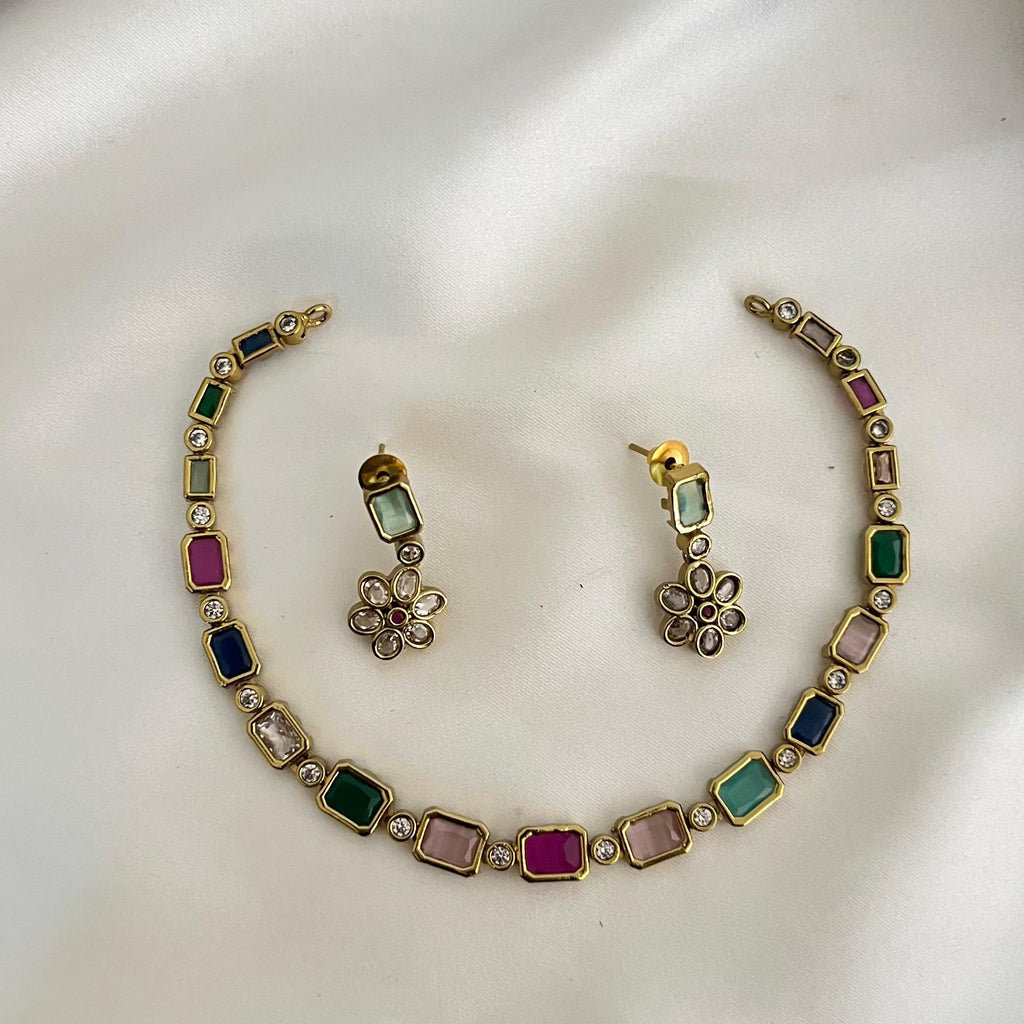 Multicolor Geometric AD Necklace VN14