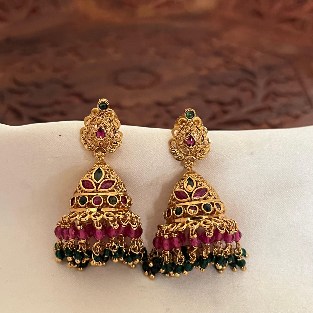 Antique Temple Ruby Jhumka AJ05