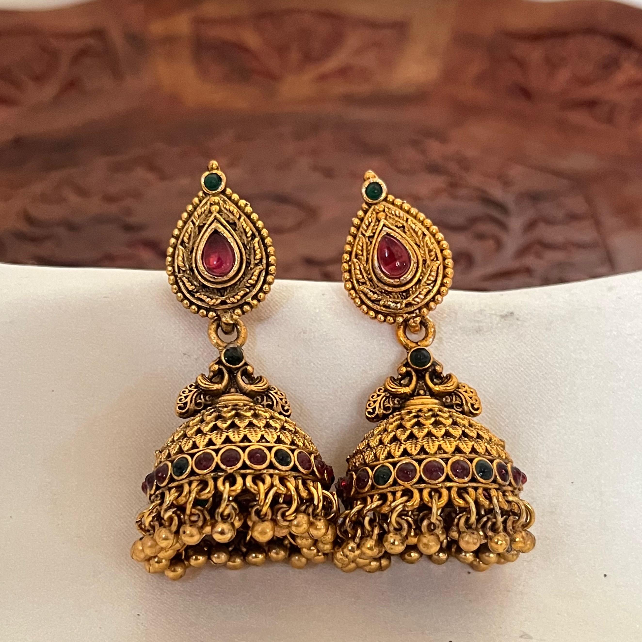 Antique Temple Beaded Jhumka AJ07