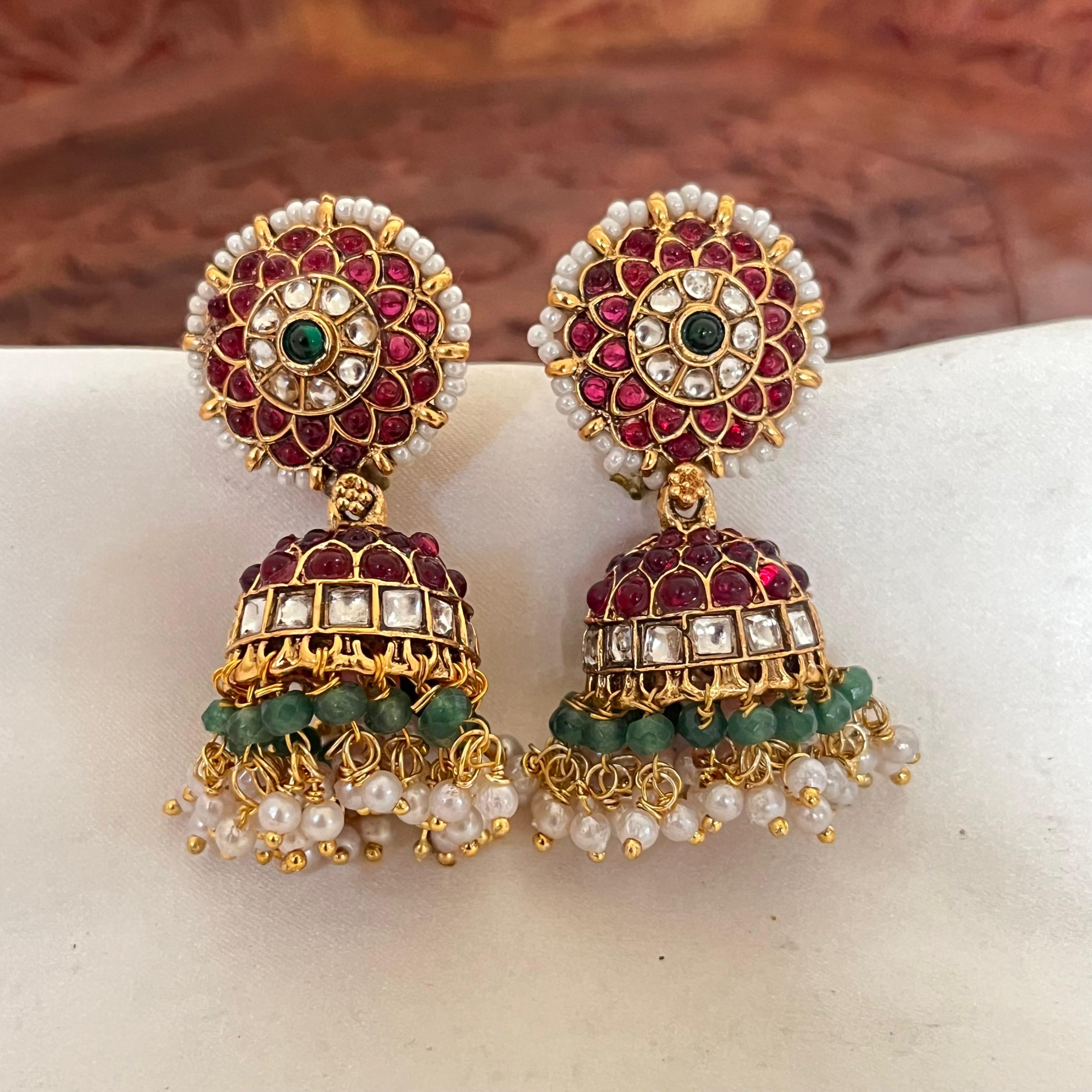 Antique Kundan Ruby Jhumka AJ08