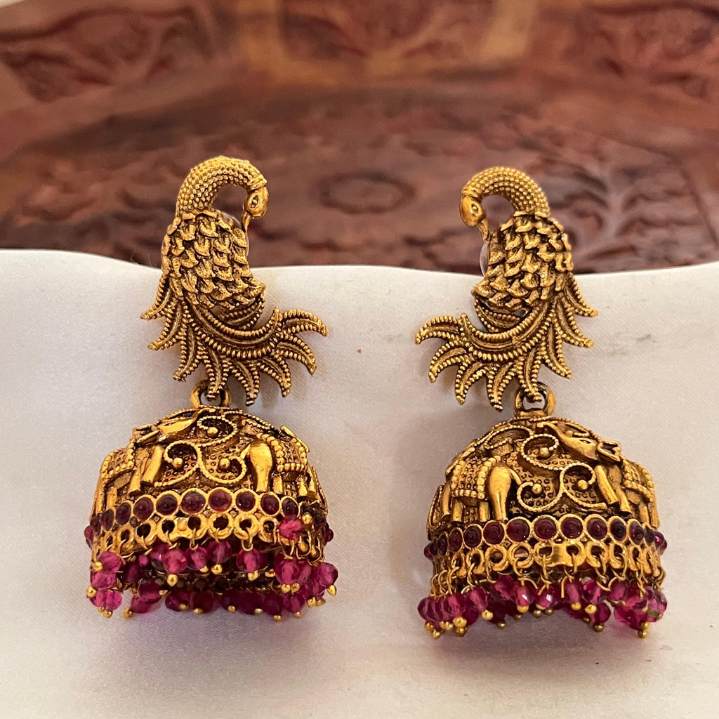 Antique Peacock Elephant Jhumka AJ10