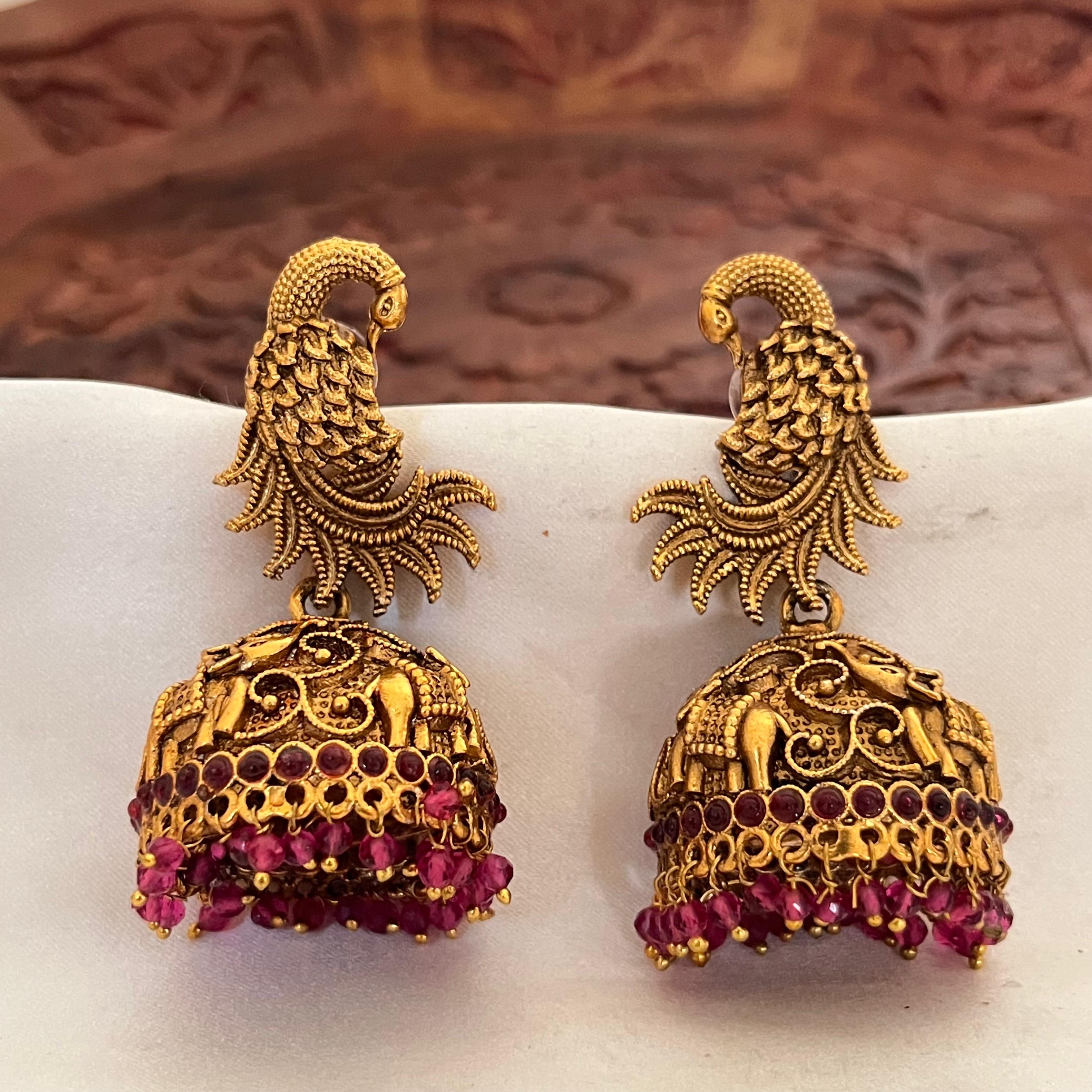 Antique Peacock Elephant Jhumka AJ10