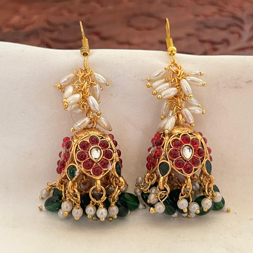 Antique Kundan Pearl Jhumka AJ12