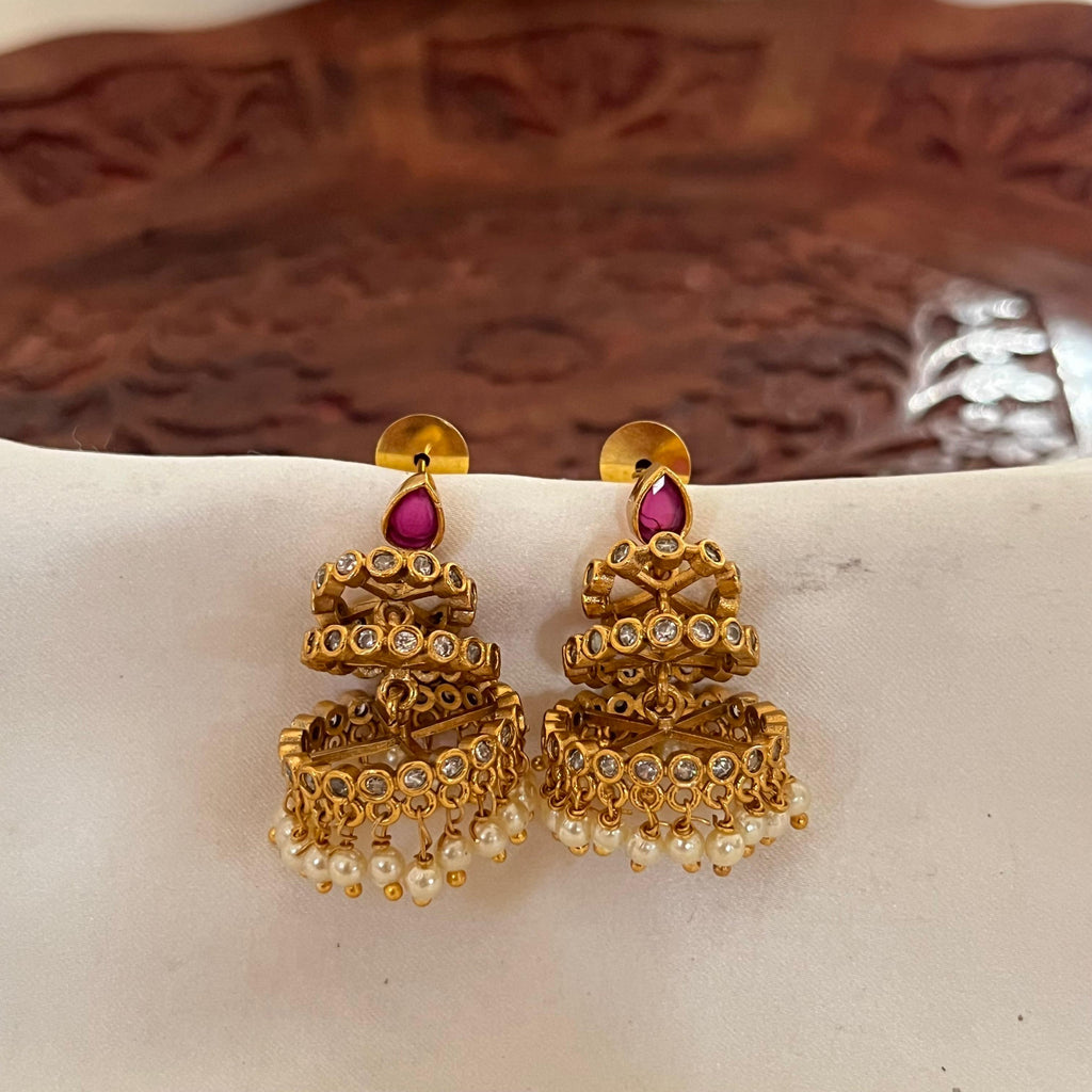 Antique Ruby Layered Jhumka AJ15