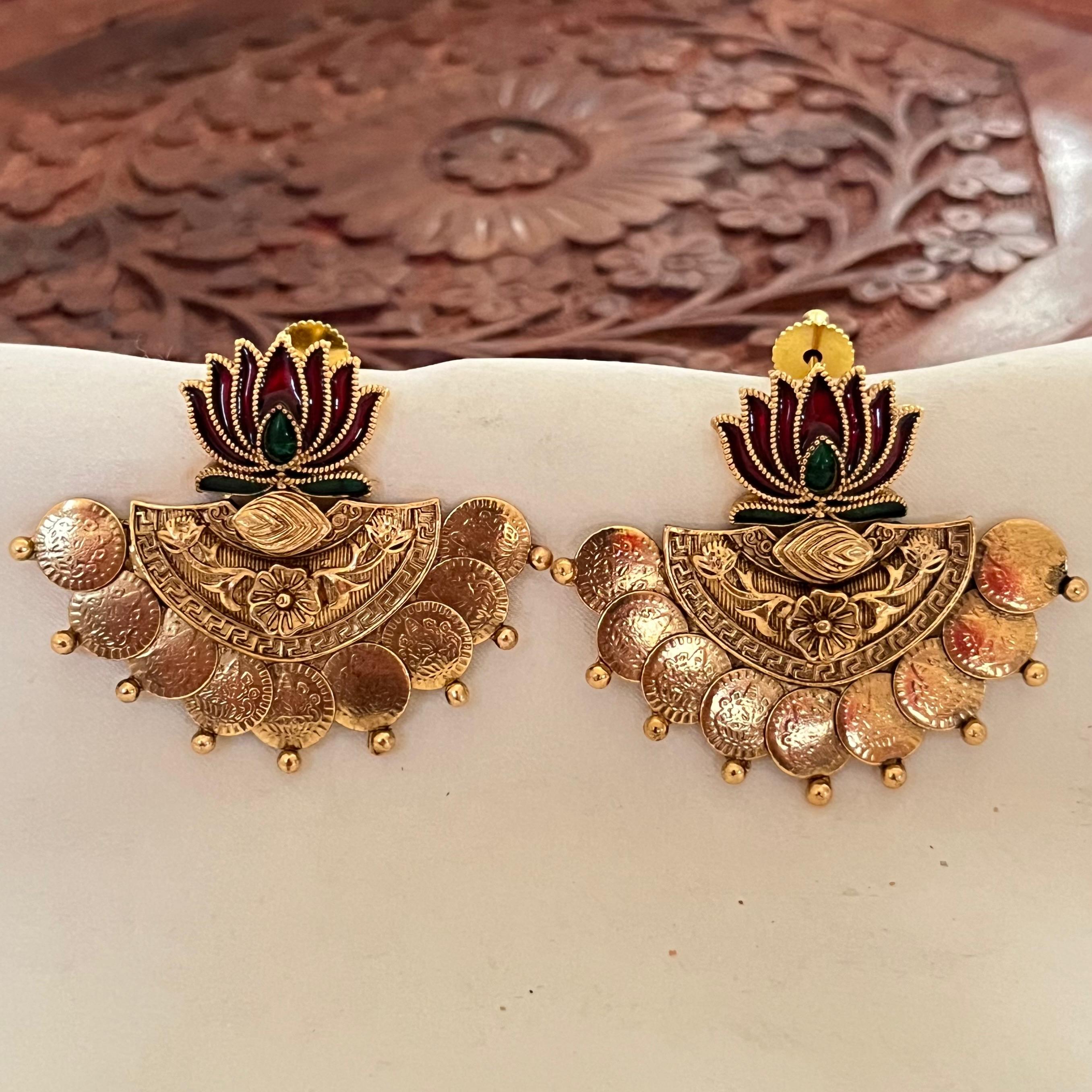 Antique Lotus Coin Jumkas AJ16