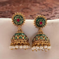 Antique Meenakari Green Jhumka AJ18