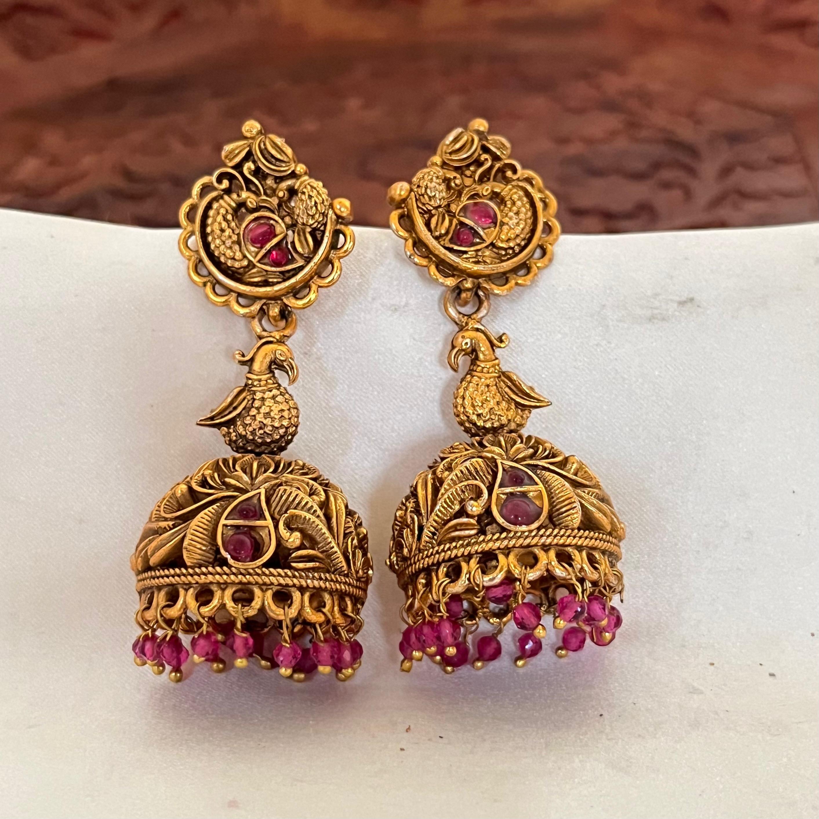 Antique Peacock Pink Jhumka AJ14