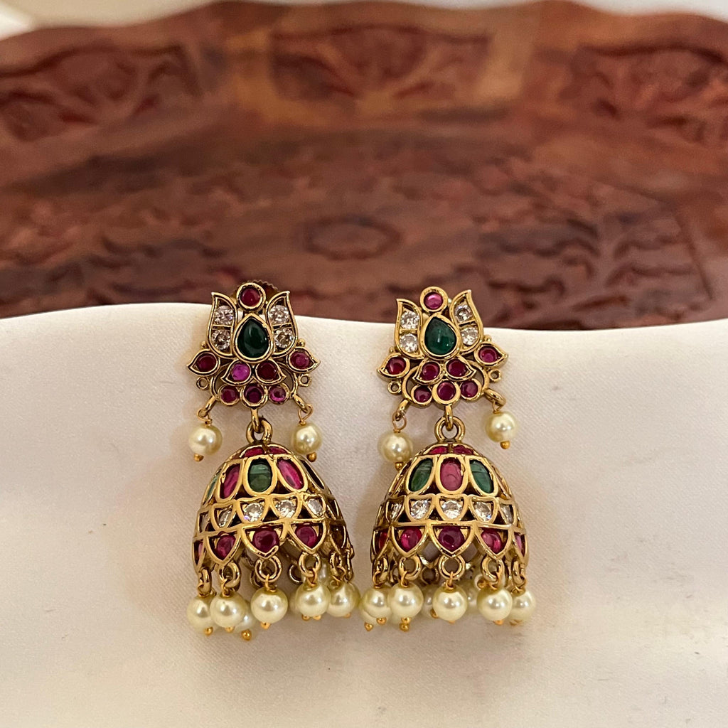 Kundan Ruby Pearl Jhumka VJ03