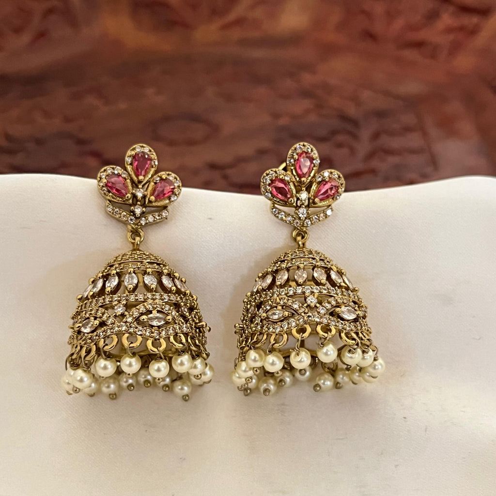 Victorian Crystal Pearl Jhumka VJ04