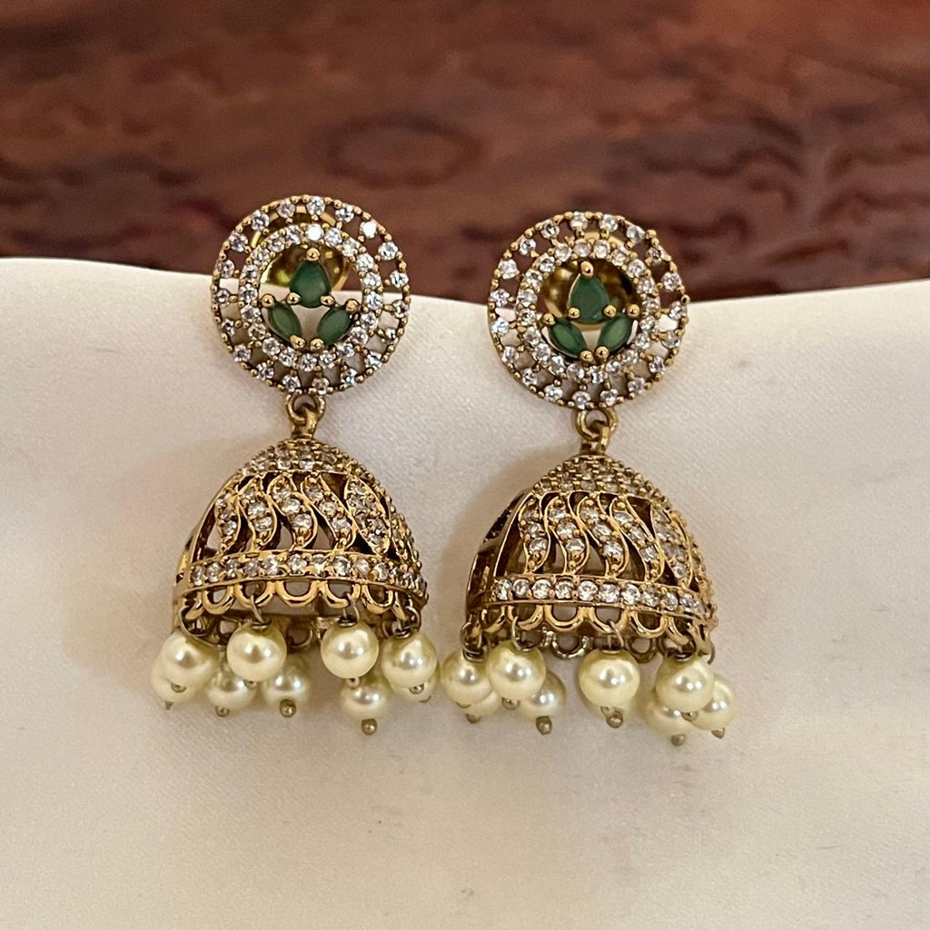 Victorian Emerald Pearl Jhumka VJ05 Anvika Jewels