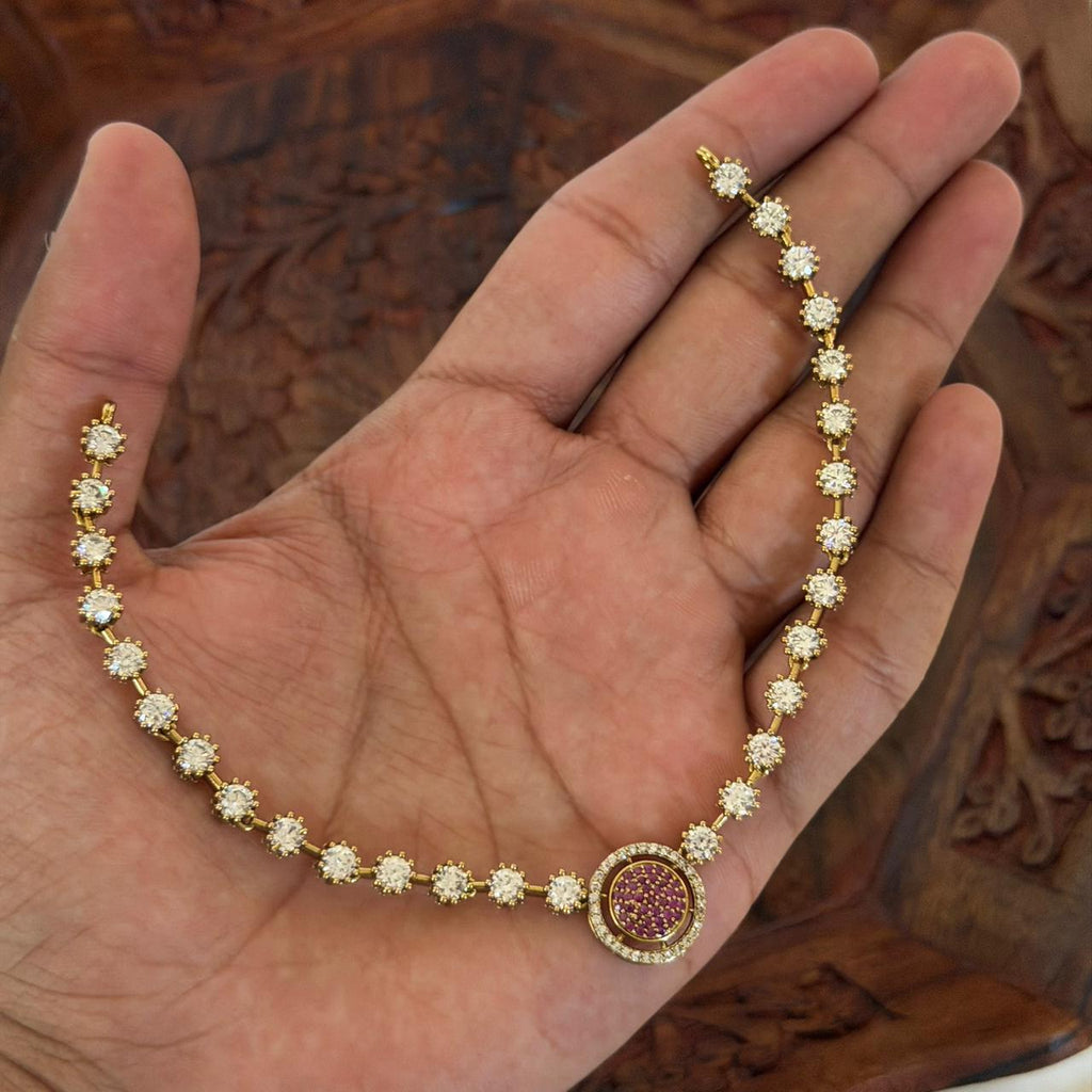 Diamond Ruby Stone Necklace VN16 Anvika Jewels