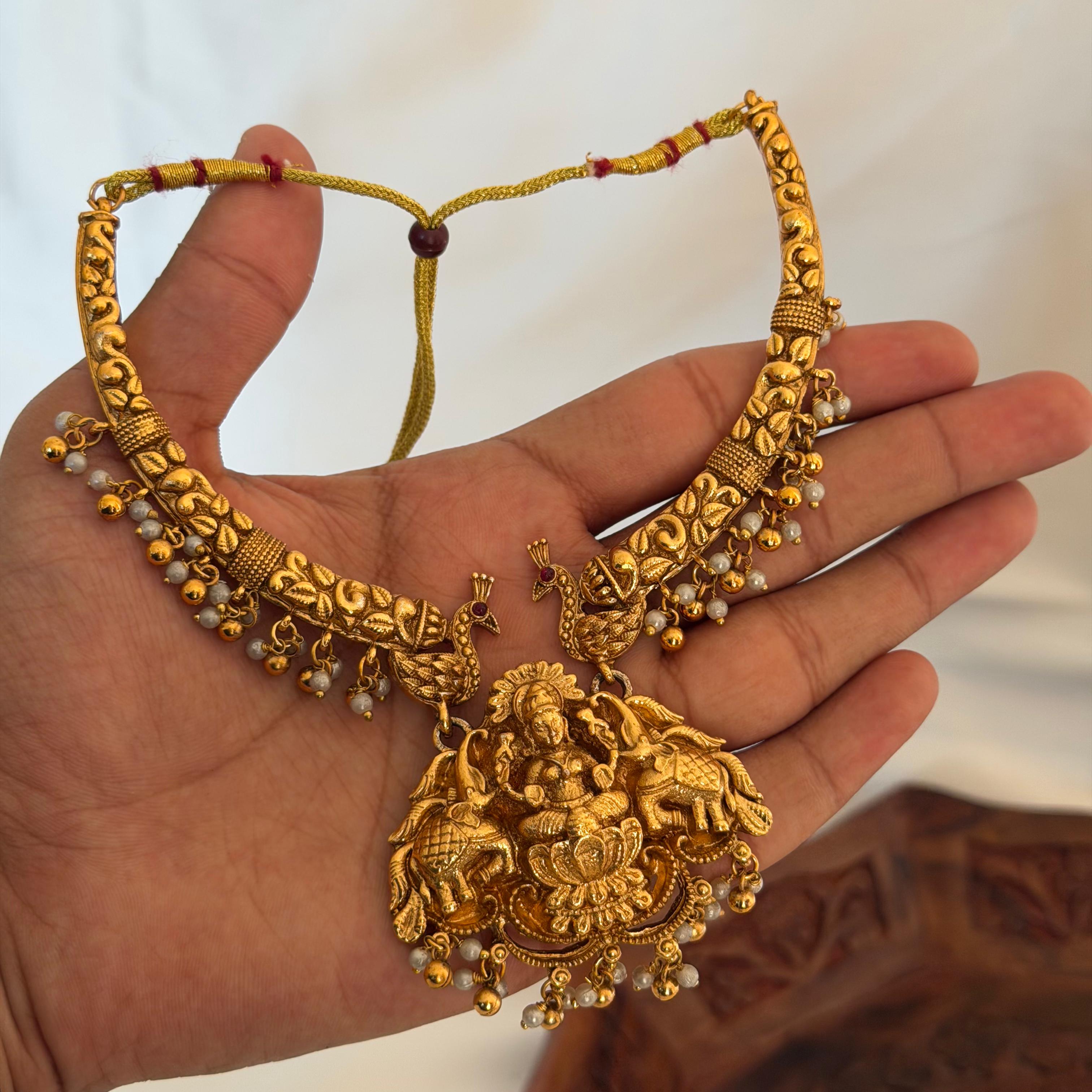 Lakshmi Peacock Temple Choker AN72 Anvika Jewels