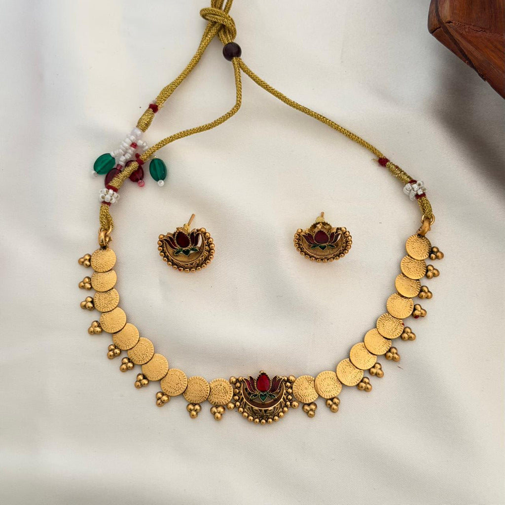 Lotus Coin Choker Set AN73 Anvika Jewels