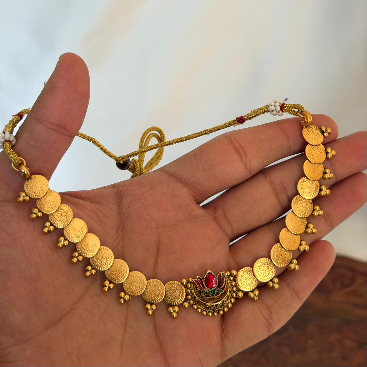 Lotus Coin Choker Set AN73 Anvika Jewels