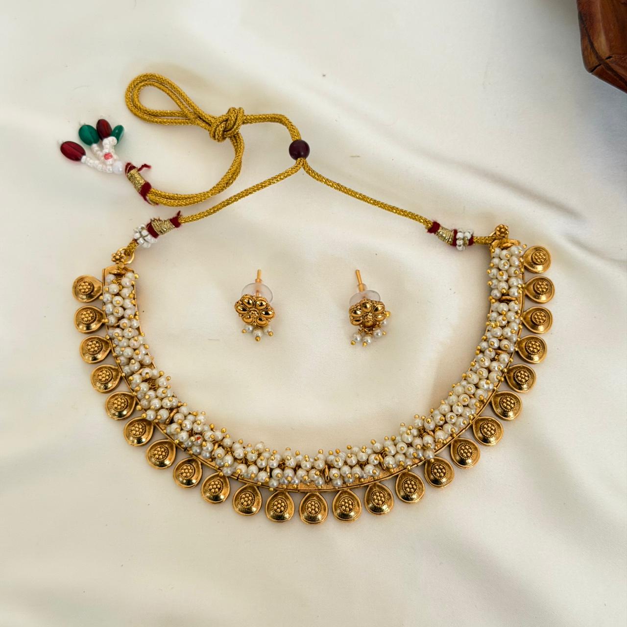 Pearl Coin Choker Set AN78 Anvika Jewels