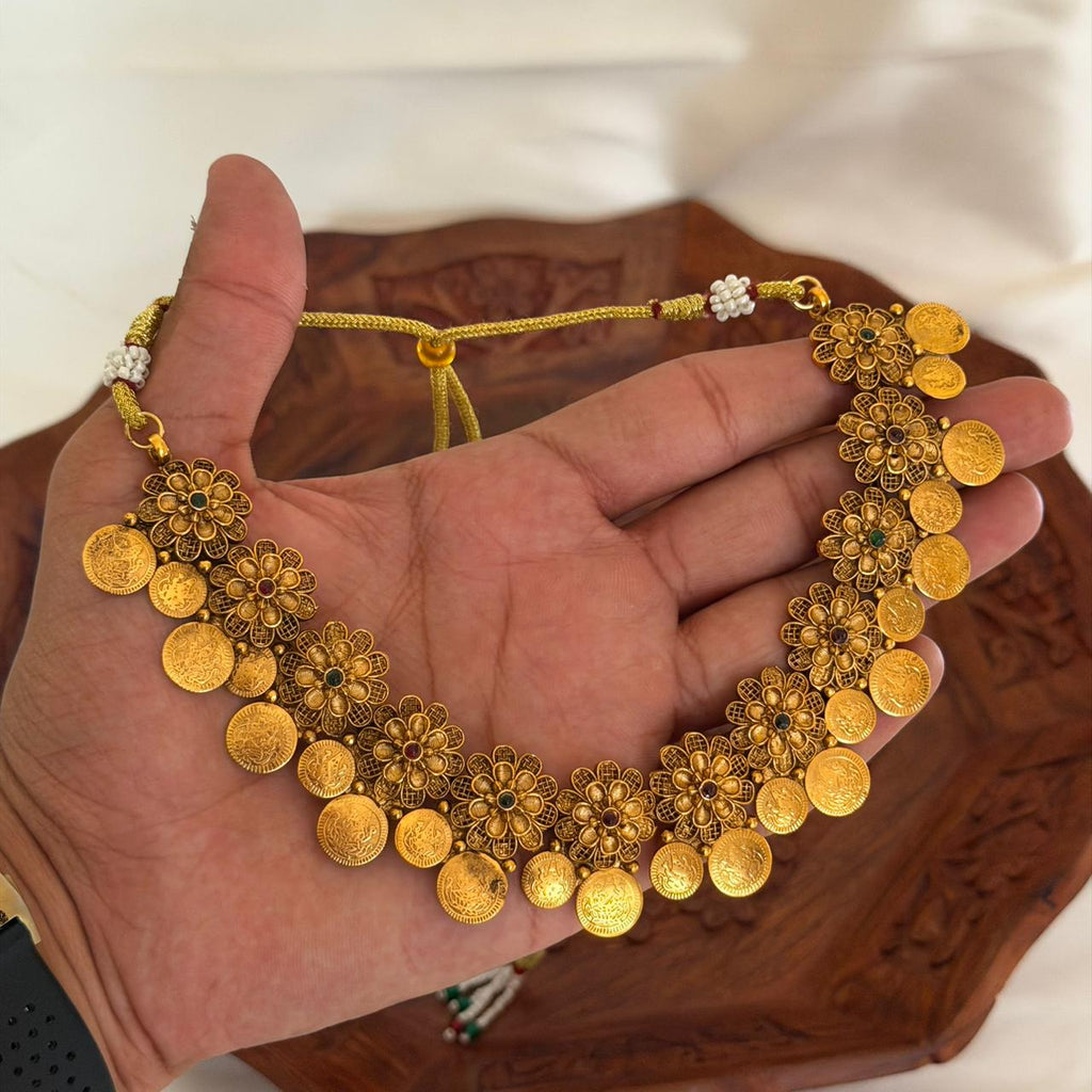 Floral Coin Necklace Set AN79 Anvika Jewels
