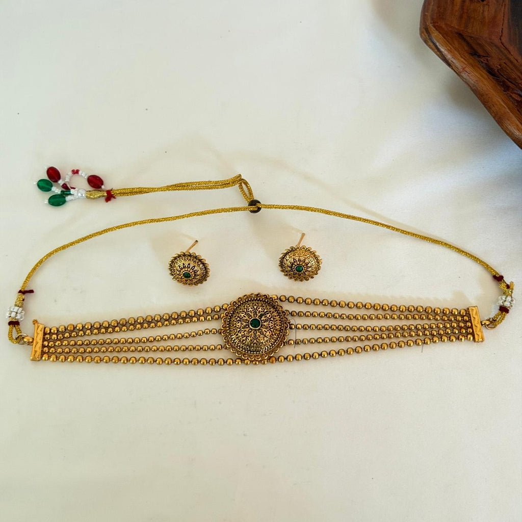 Antique Multi-Layer Beaded Choker AN88 Anvika Jewels