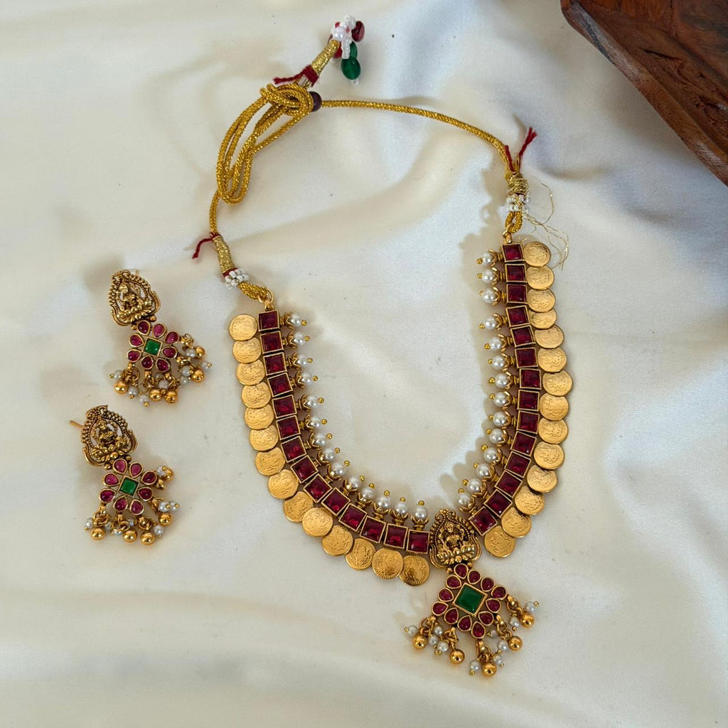 Lakshmi Coin Ruby Choker AN90 Anvika Jewels