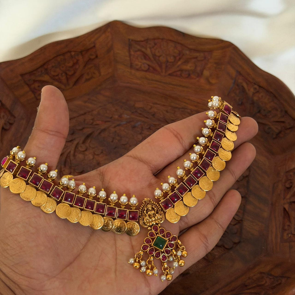 Lakshmi Coin Ruby Choker AN90 Anvika Jewels