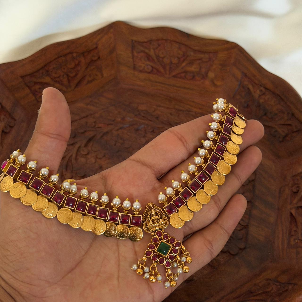 Lakshmi Coin Ruby Choker AN90 Anvika Jewels