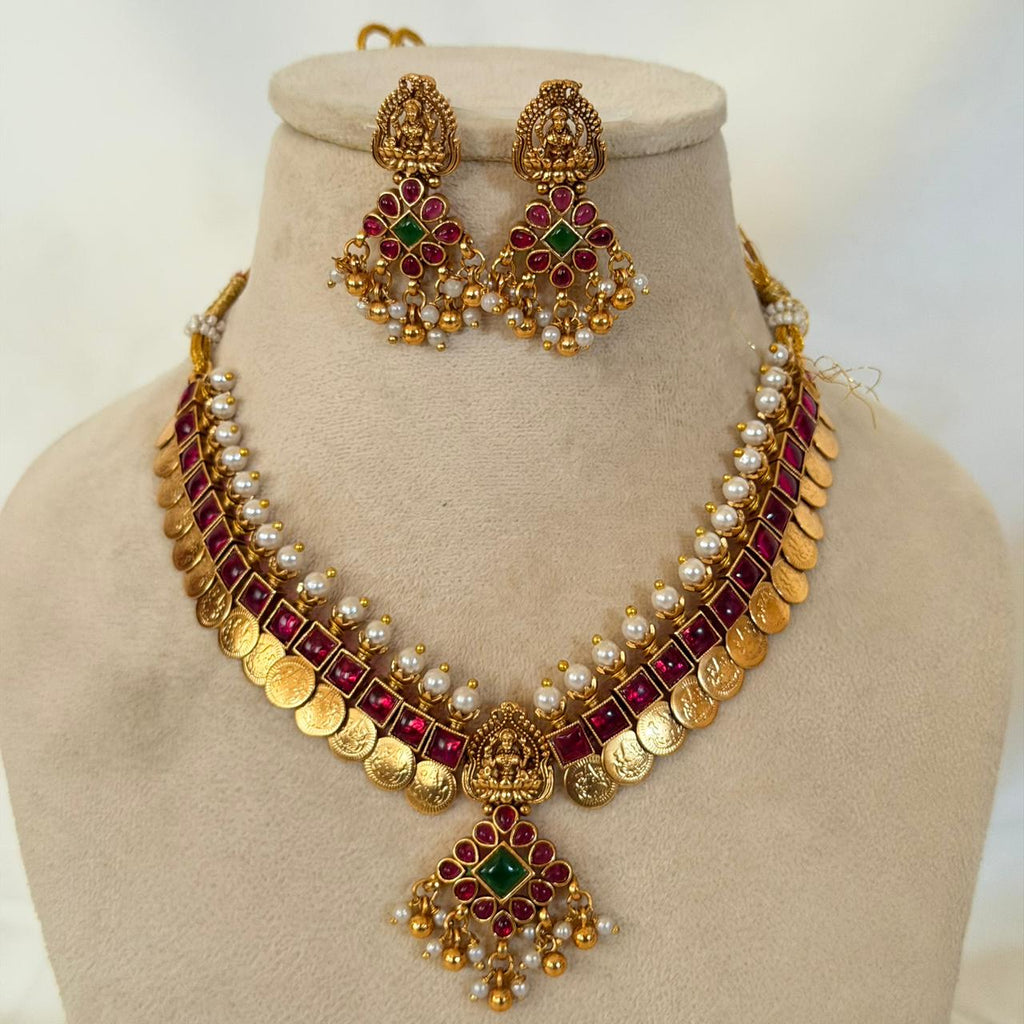 Lakshmi Coin Ruby Choker AN90 Anvika Jewels
