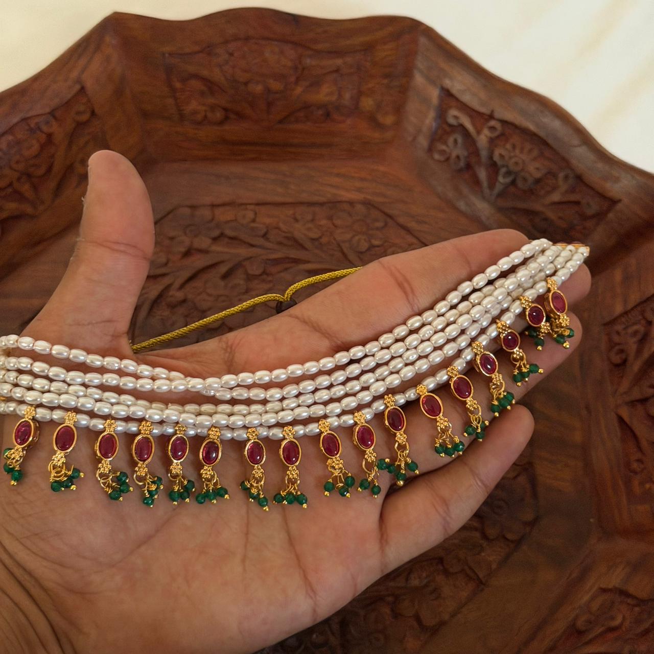 Rashmika Inspired Pearl Choker AN91 Anvika Jewels