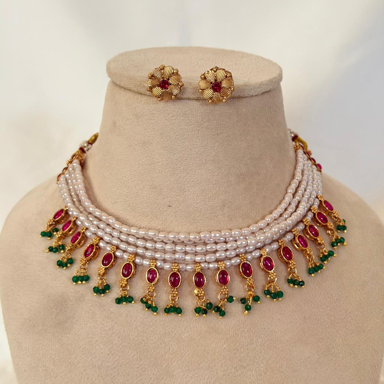 Rashmika Inspired Pearl Choker AN91 Anvika Jewels