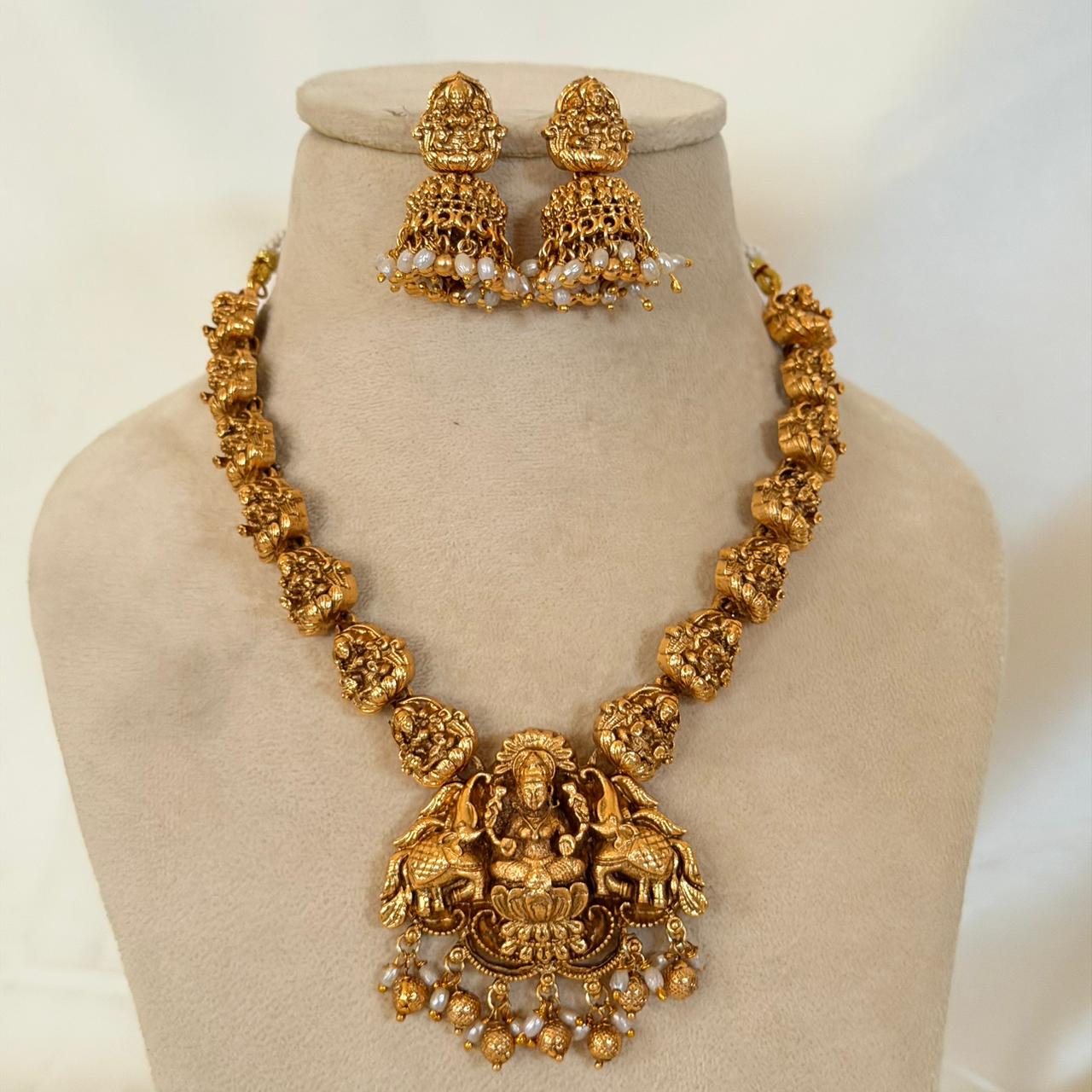 Lakshmi Elephant Temple Necklace AN92 Anvika Jewels