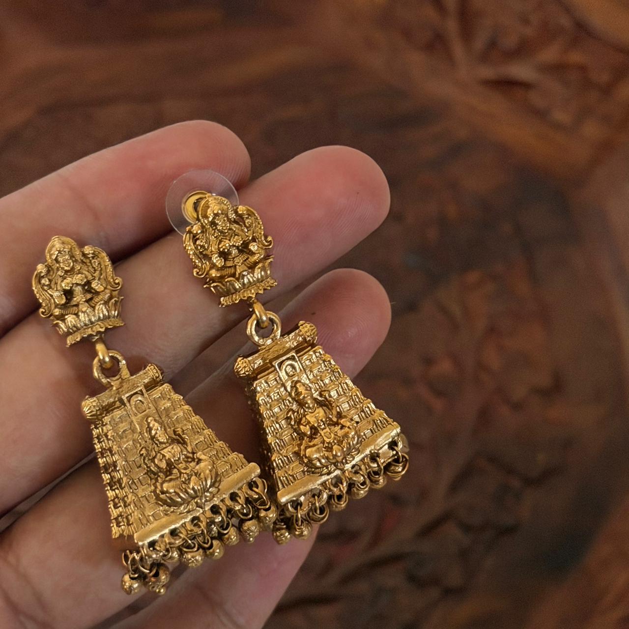 Lakshmi Gopuram Jhumkas AJ20 Anvika Jewels