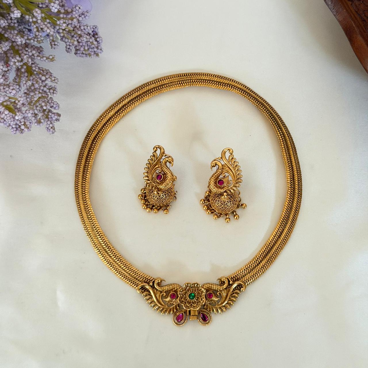Traditional Antique Floral Choker AN94 Anvika Jewels