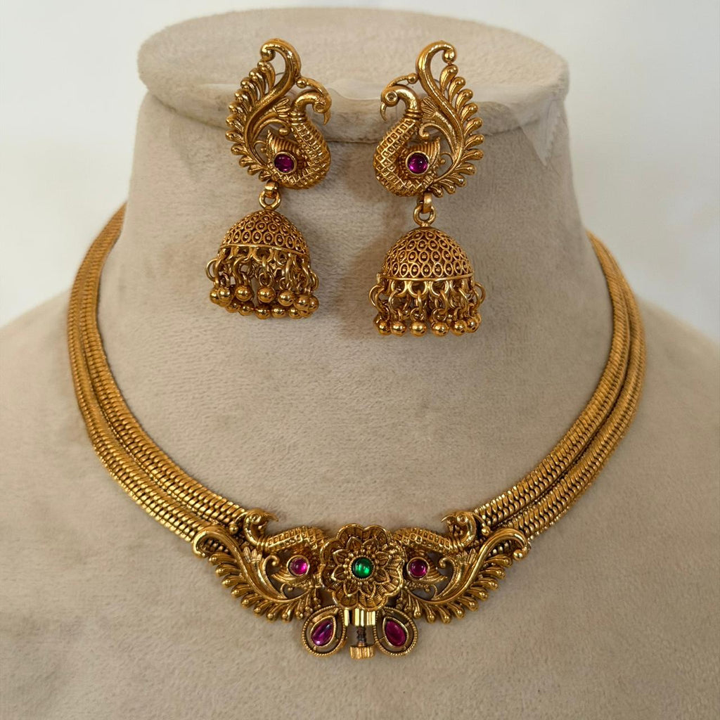 Traditional Antique Floral Choker AN94 Anvika Jewels